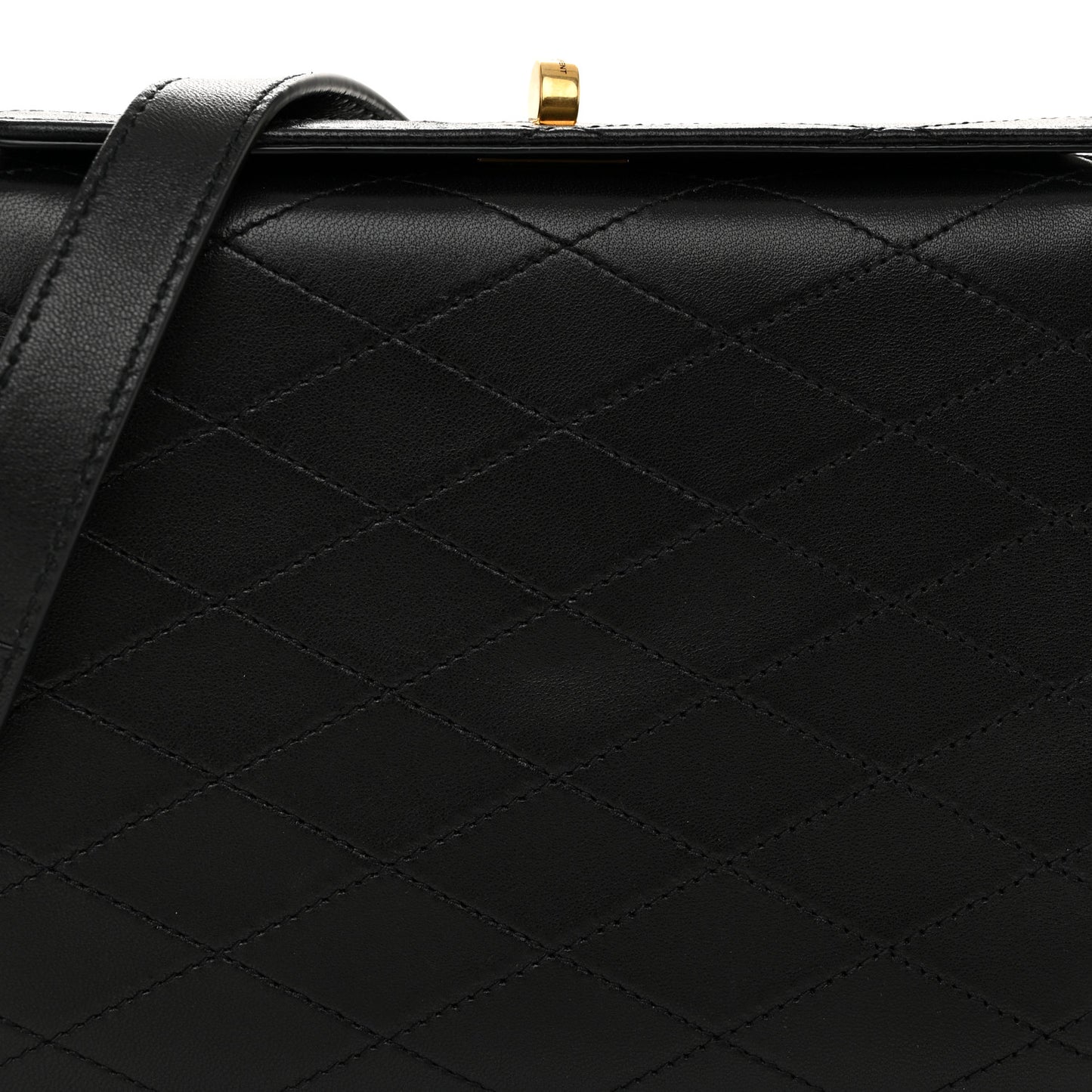 Lambskin Quilted Mini Square Crossbody Black