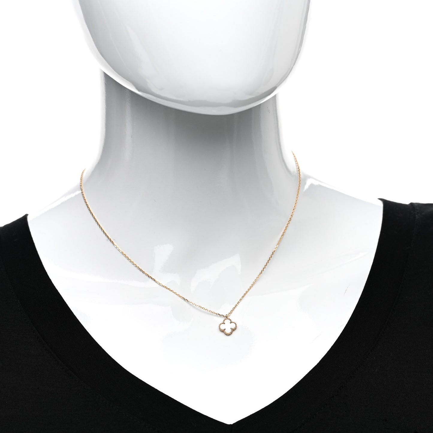 18K Yellow Gold Mother of Pearl Sweet Alhambra Pendant Necklace