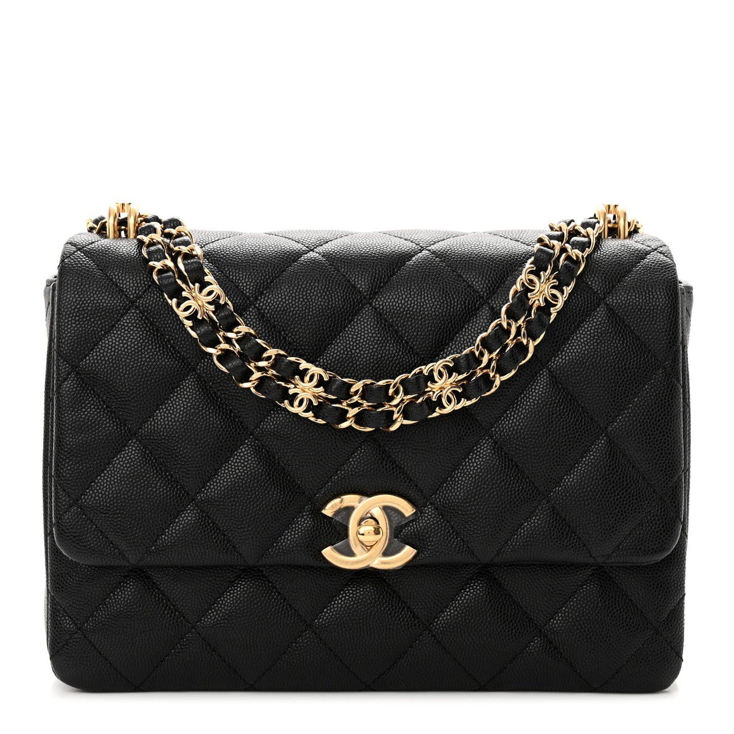 Caviar Quilted Coco First Flap Black
