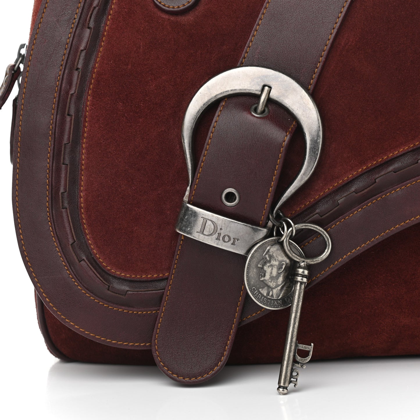 Suede Gaucho Double Saddle Bag Burgundy