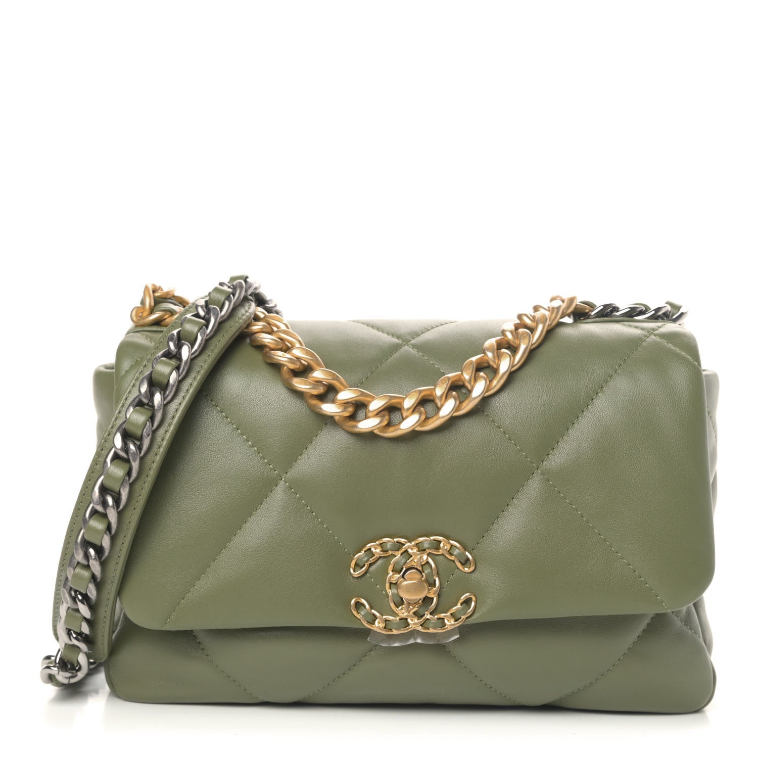Chanel Lambskin Quilted Medium Chanel 19 Flap Green 806194