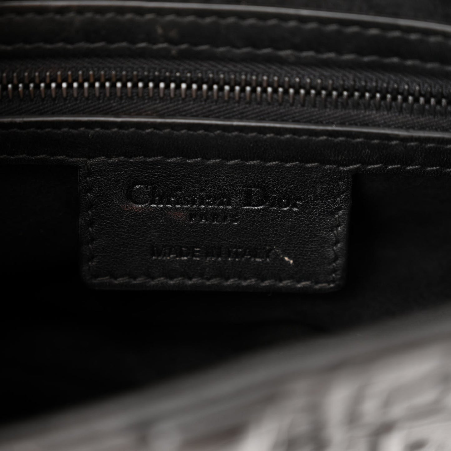 Calfskin Embossed Oblique Saddle Bag Black