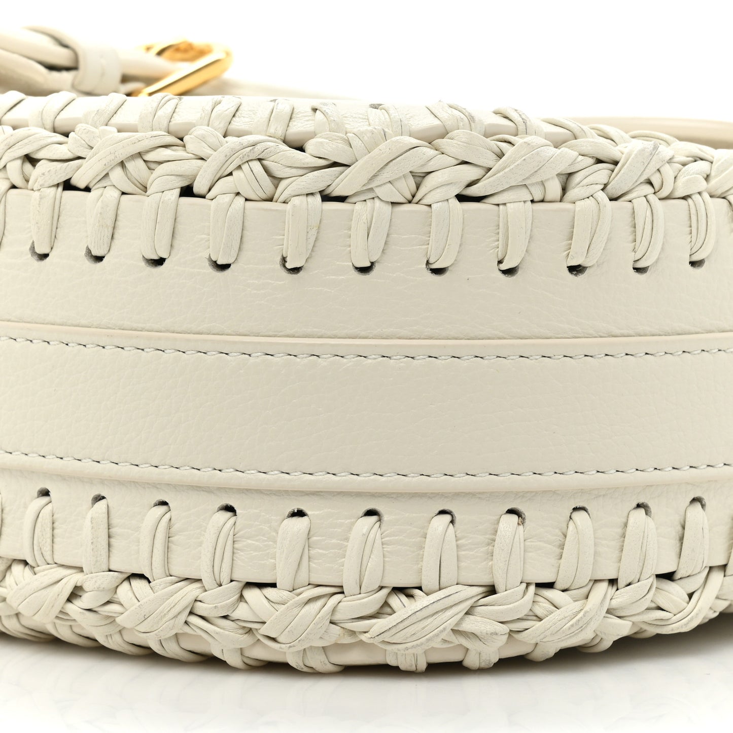 Grained Calfskin Medium Whipstitched Bobby Bag White