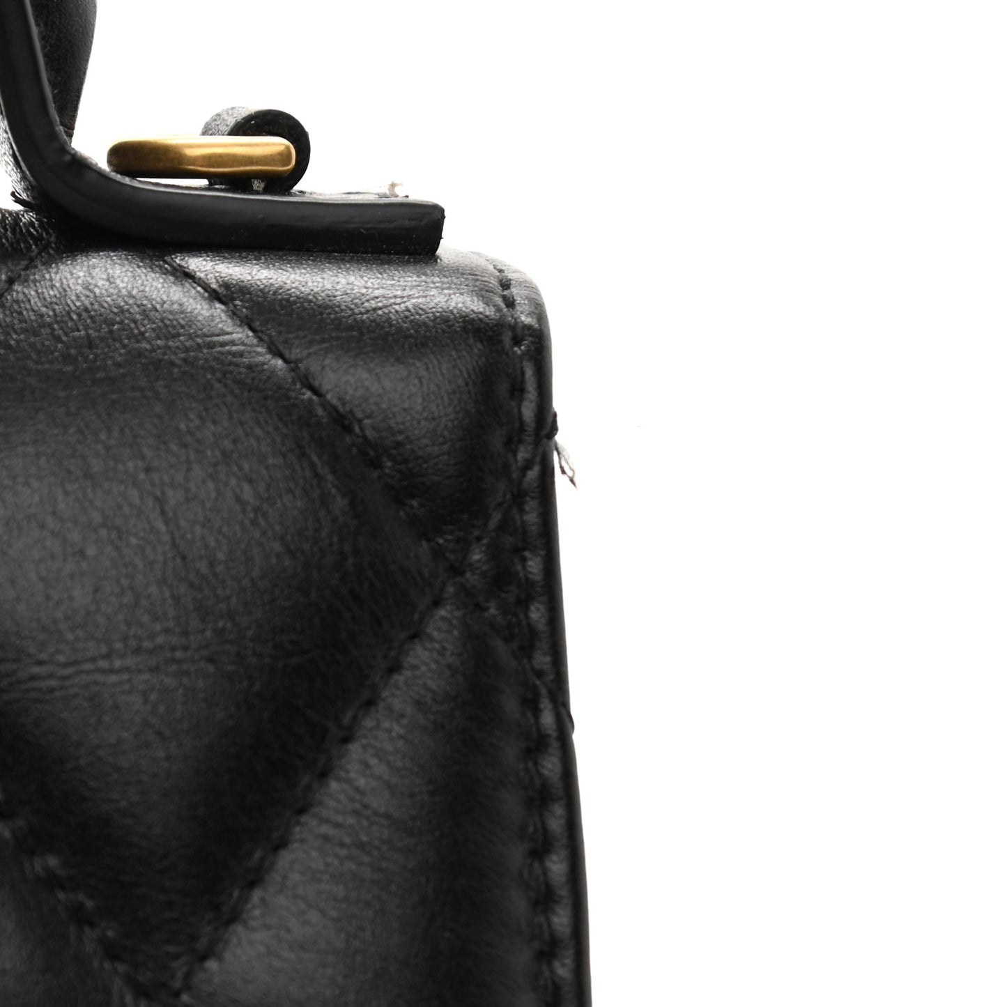 Nappa Calfskin Quilted XS Sharp Top Handle Bag Black