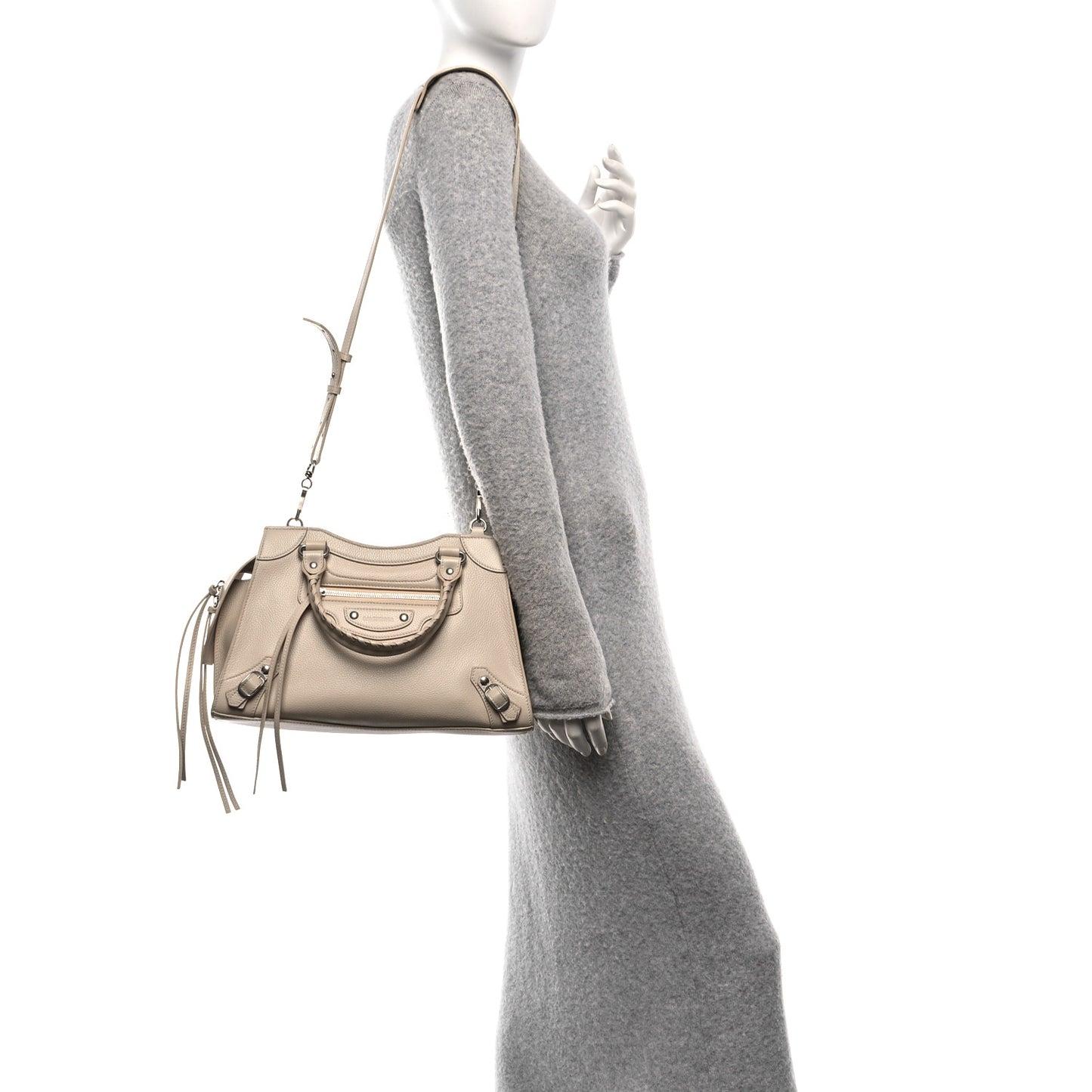 Grained Calfskin Neo Classic Silver Hardware S City Cream