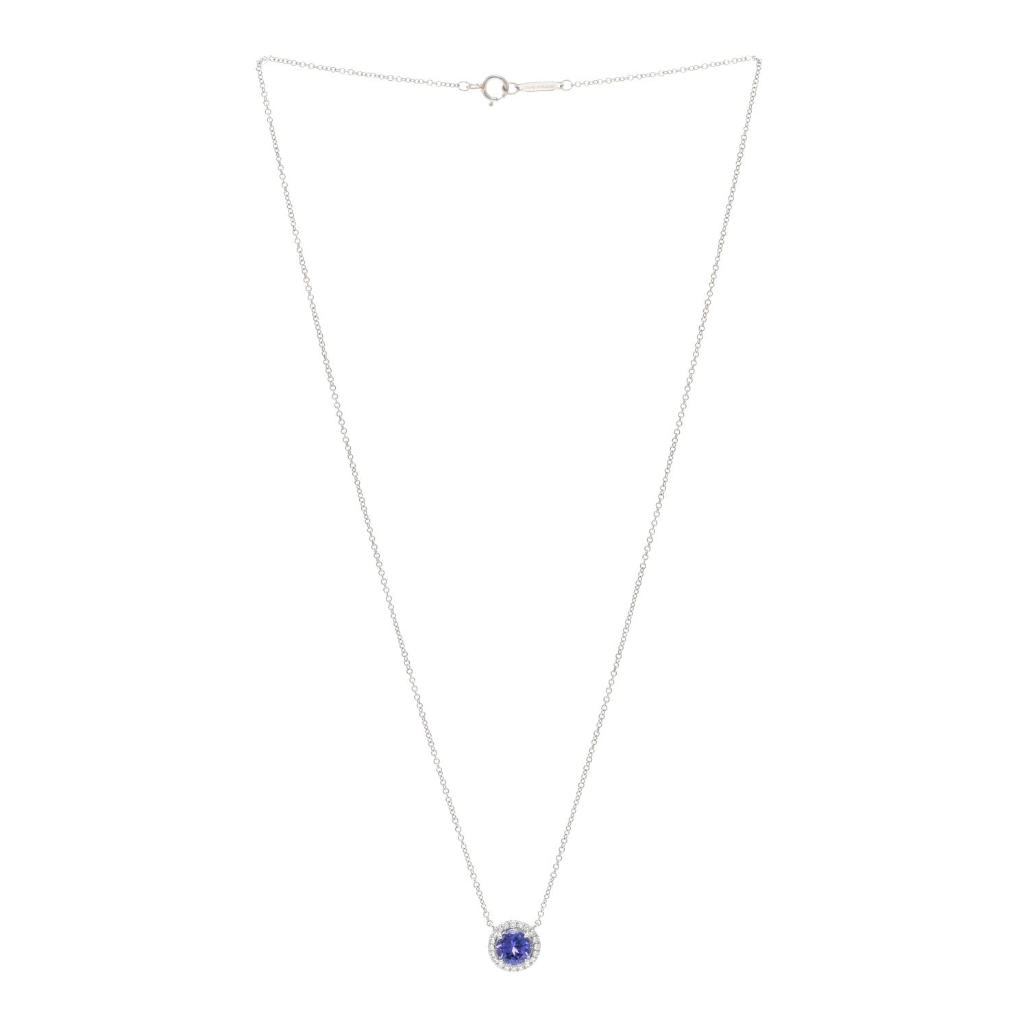 Tiffany Platinum Diamond Tanzanite Soleste Pendant Necklace 3 of 5
