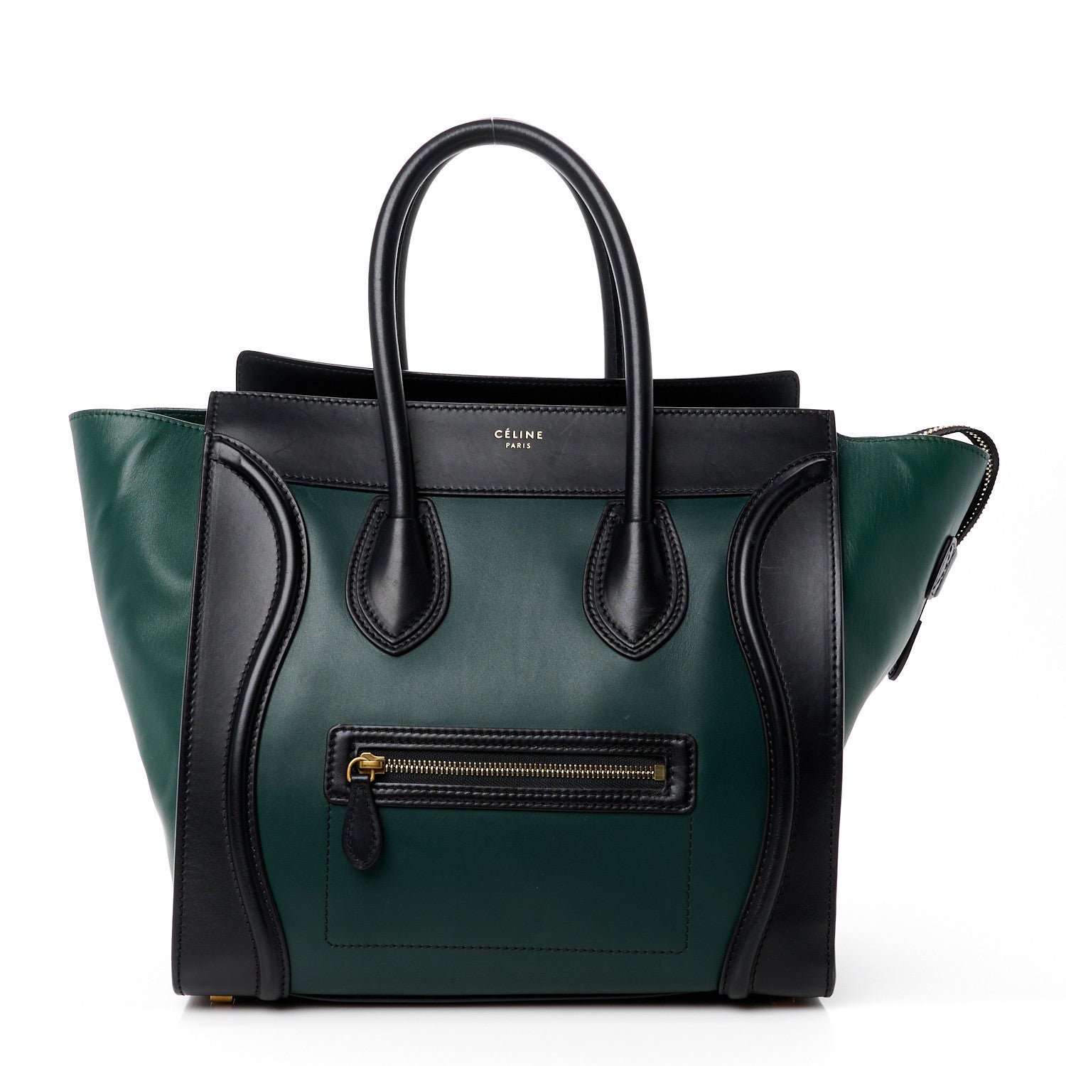 Celine Smooth Calfskin Mini Bi-Color Luggage Forest Black 1 of 13