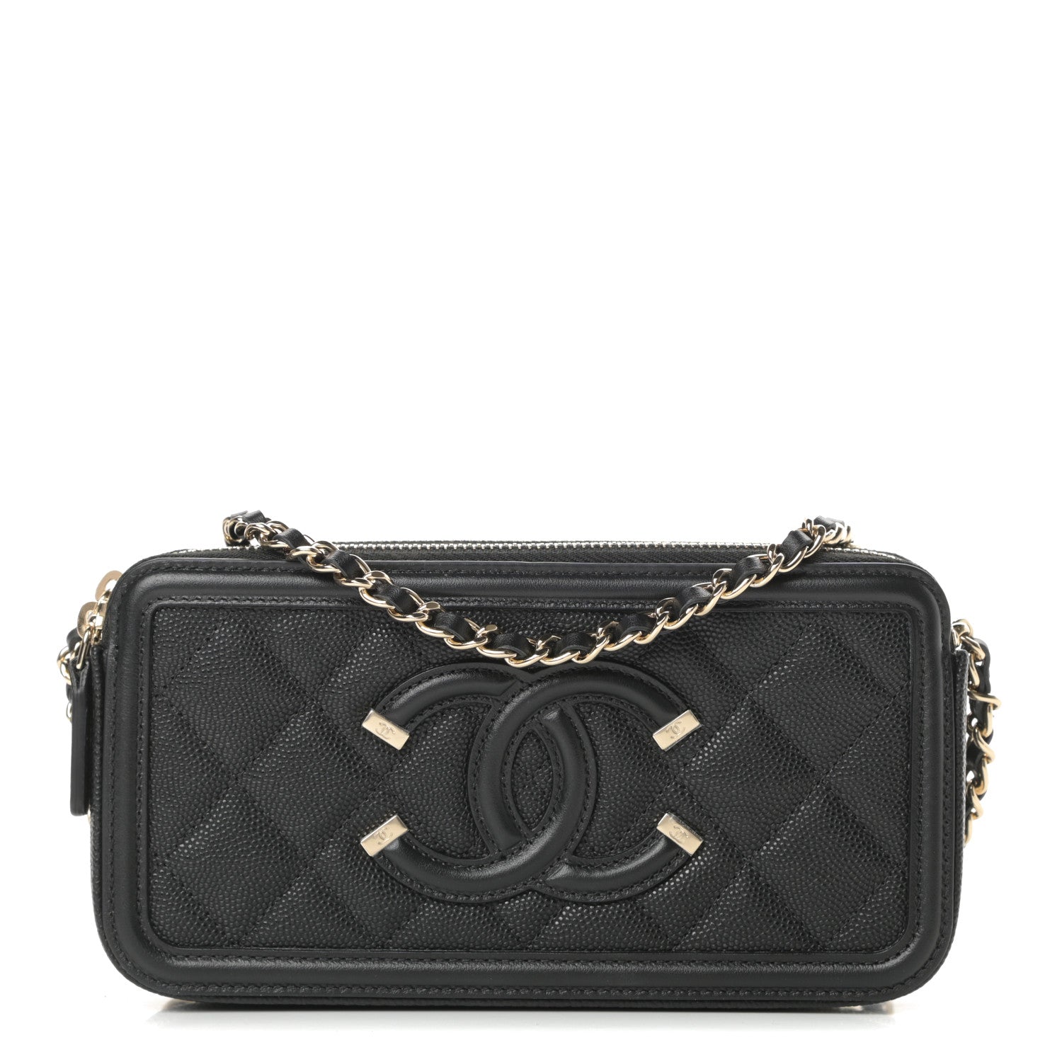Chanel Caviar Quilted CC Filigree Clutch With Chain Black 1 of 13