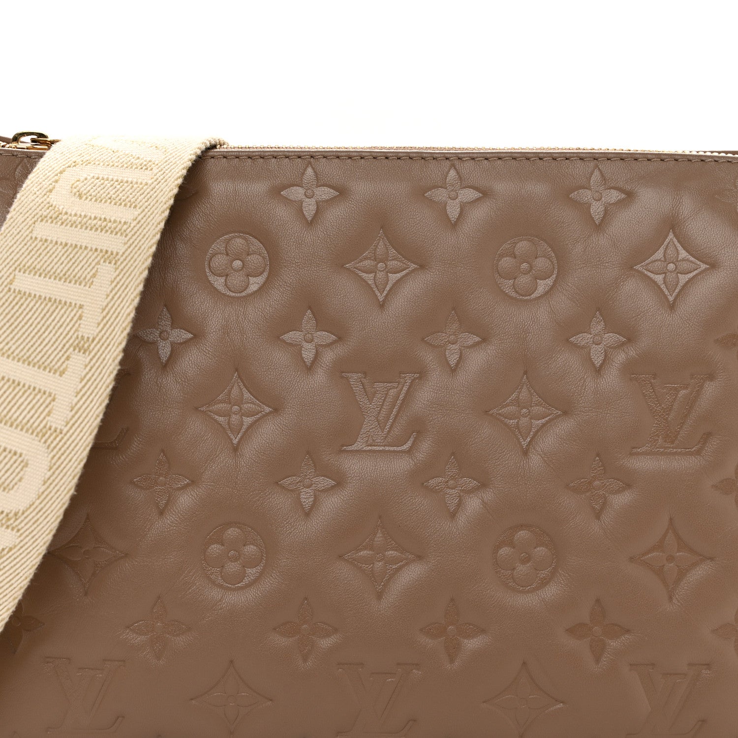 Louis Vuitton Lambskin Embossed Monogram Coussin PM Taupe 7 of 9