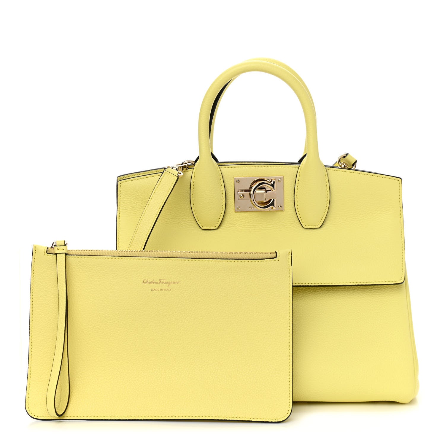 Salvatore Ferragamo Calfskin The Studio Bag Yellow 1 of 15