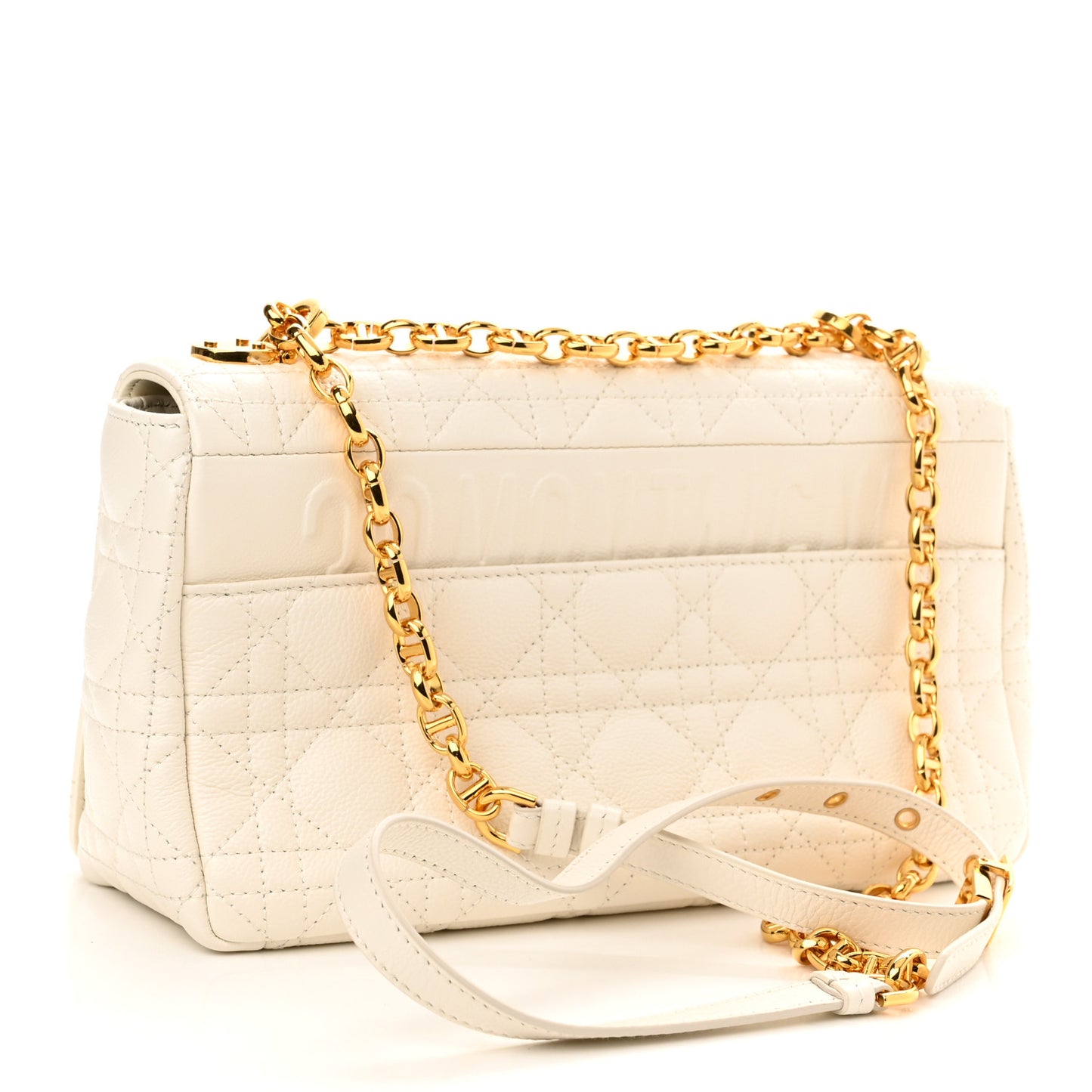 Supple Calfskin Cannage Medium Caro Bag Ivory