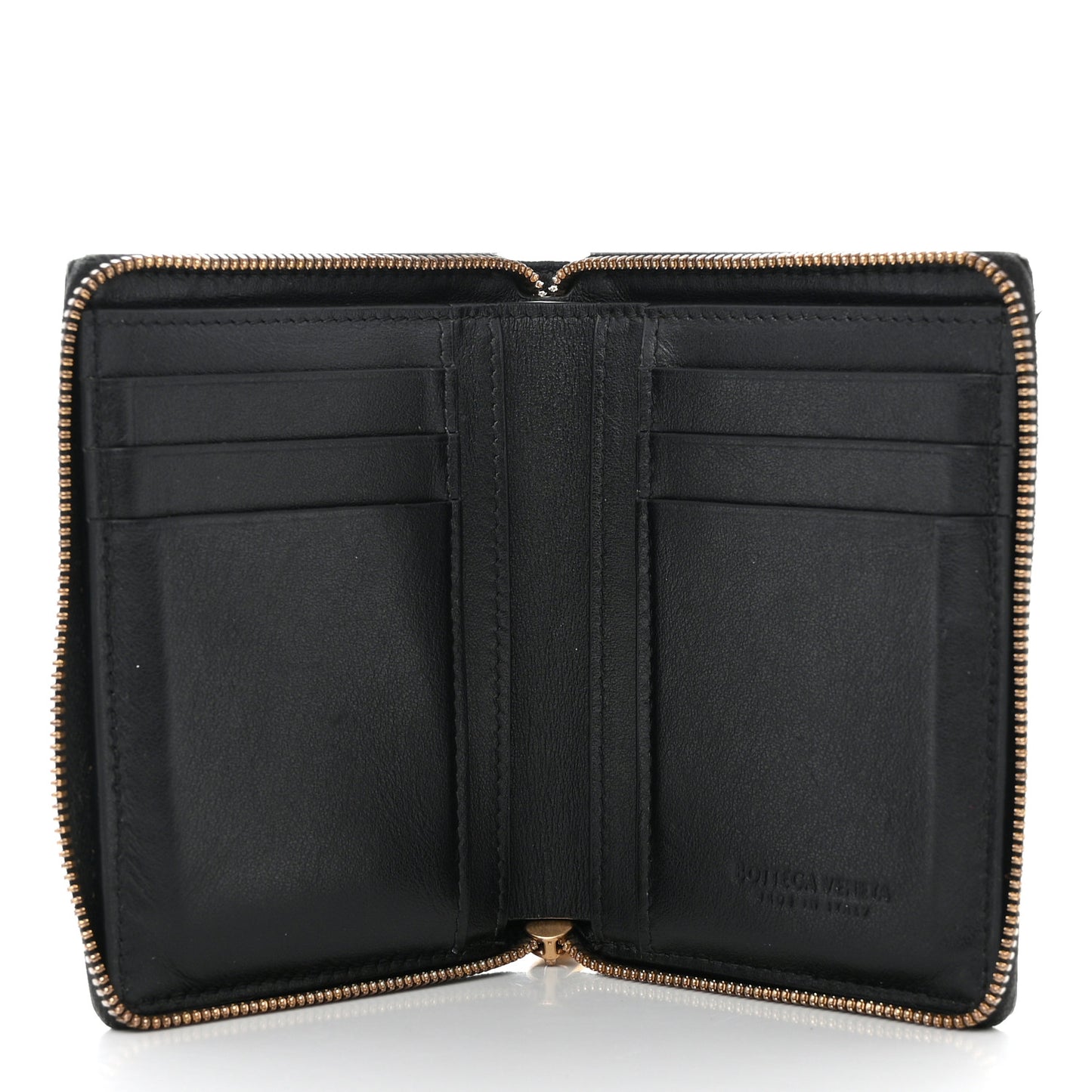 Calfskin Maxi Intreccio Zip Around Wallet Black