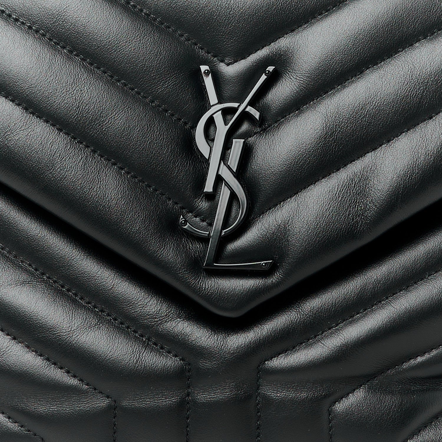 Saint Laurent Calfskin Y Quilted Monogram Monochrome Medium Loulou Chain Satchel Black 9 of 11