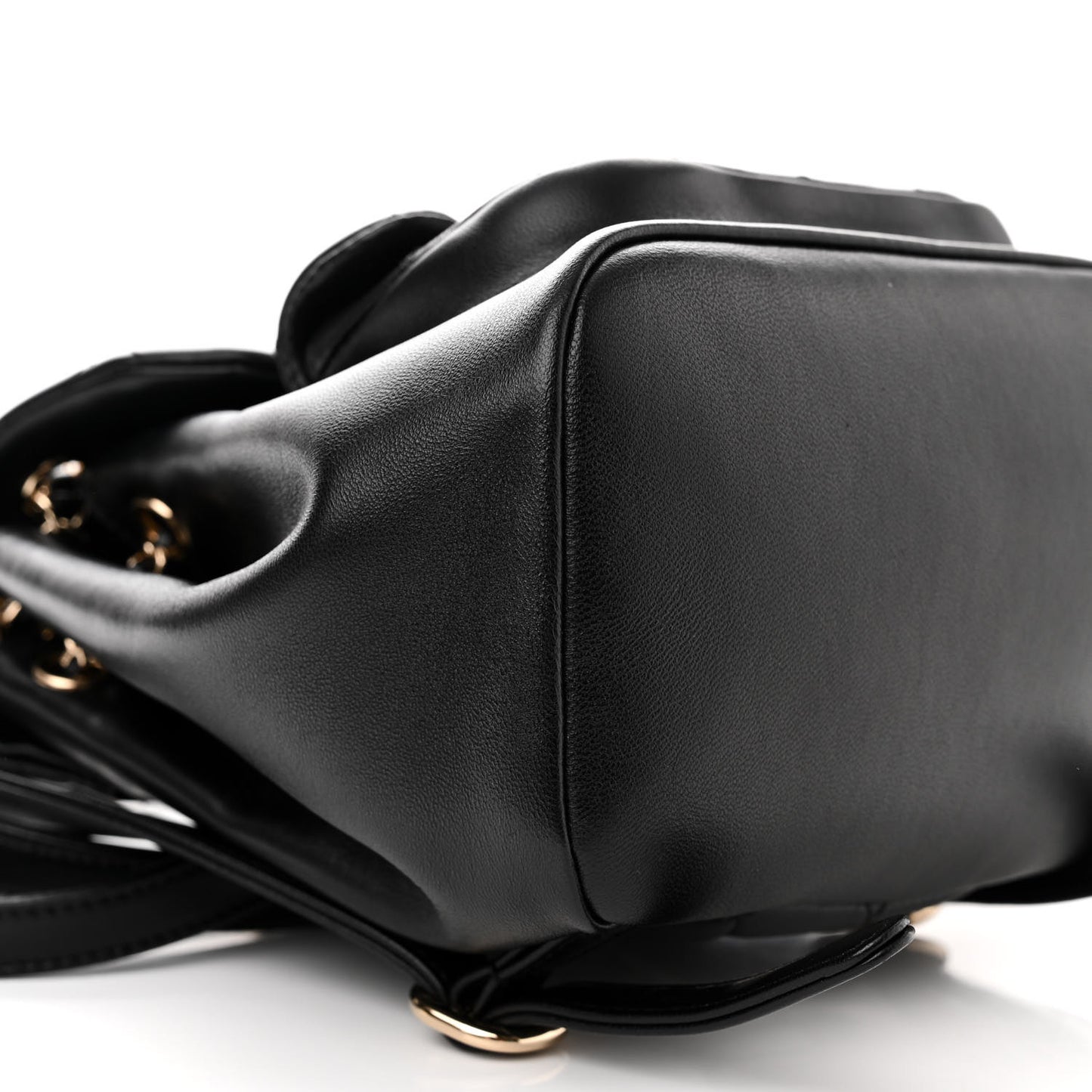 Lambskin Quilted Small Duma Drawstring Backpack Black