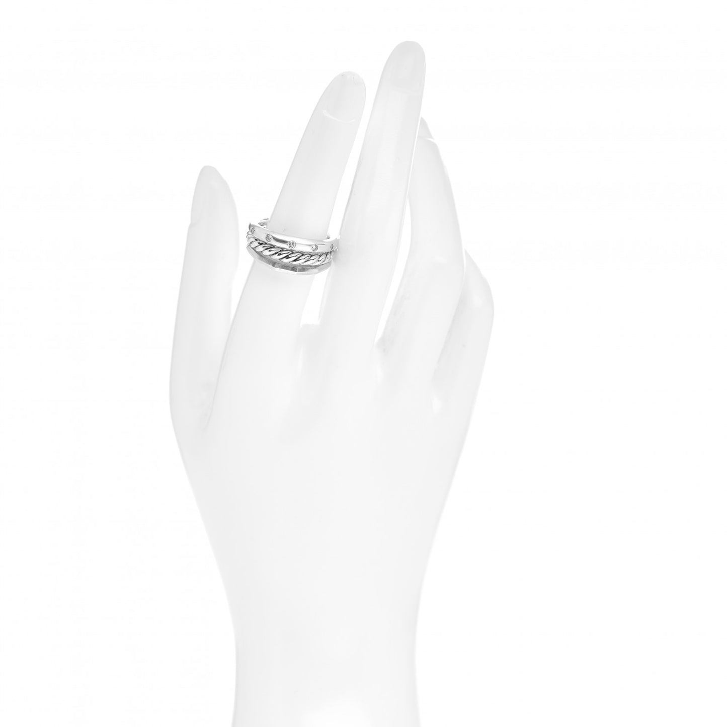 Sterling Silver Diamond 9mm Stax Narrow Ring 51 5.75