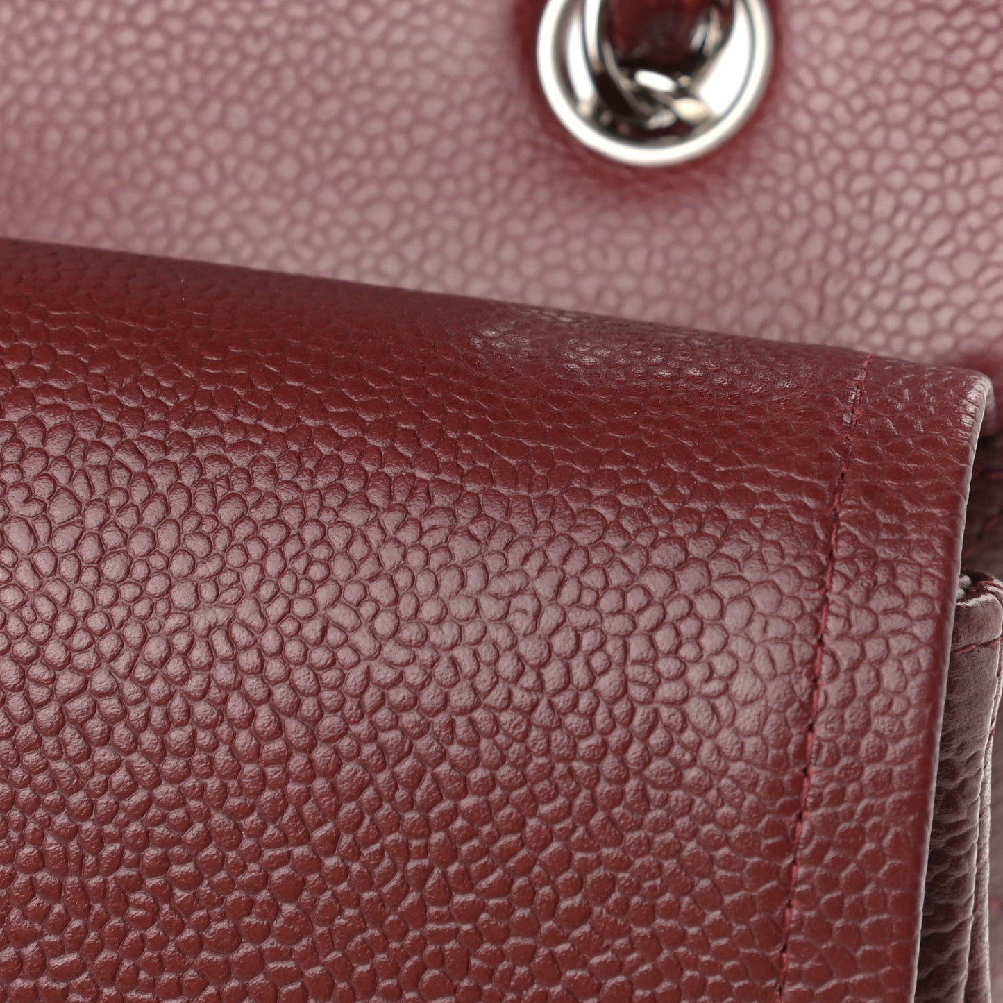 Caviar Quilted Maxi Double Flap Dark Red