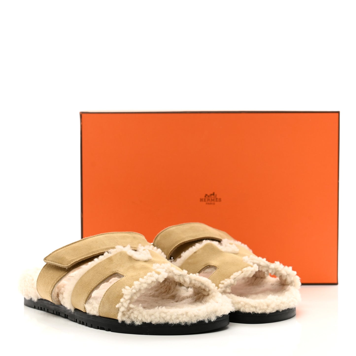 Suede Goatskin Woolskin Womens Chypre Sandals 38 Golden Beige