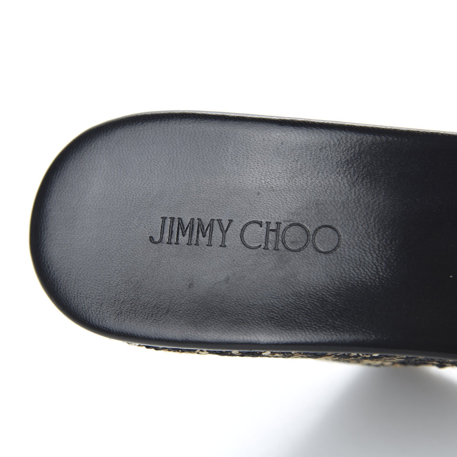 Jimmy Choo Woven Raffia Leopard Print Perfume Wedge Sandals 39.5 Natural Black 7 of 8