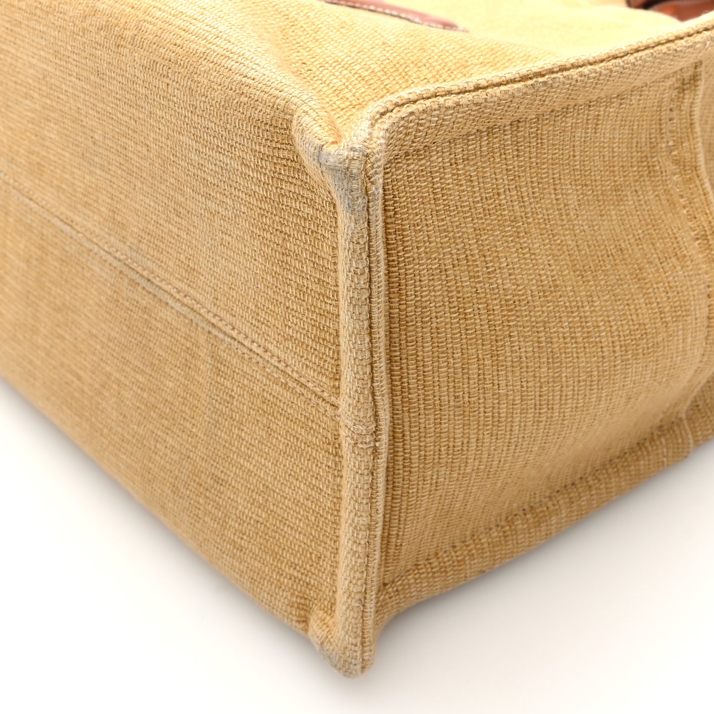 Canvas Calfskin Triomphe Large Cabas Natural Tan