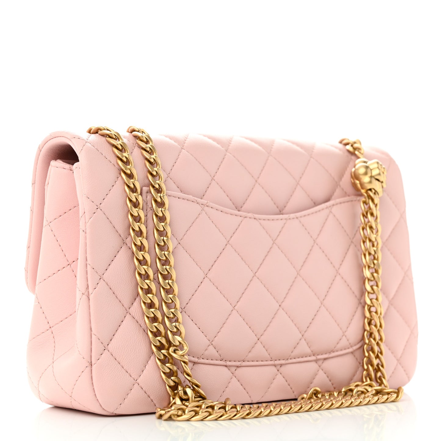 Lambskin Quilted Small Sweet Camellia Flap Light Pink