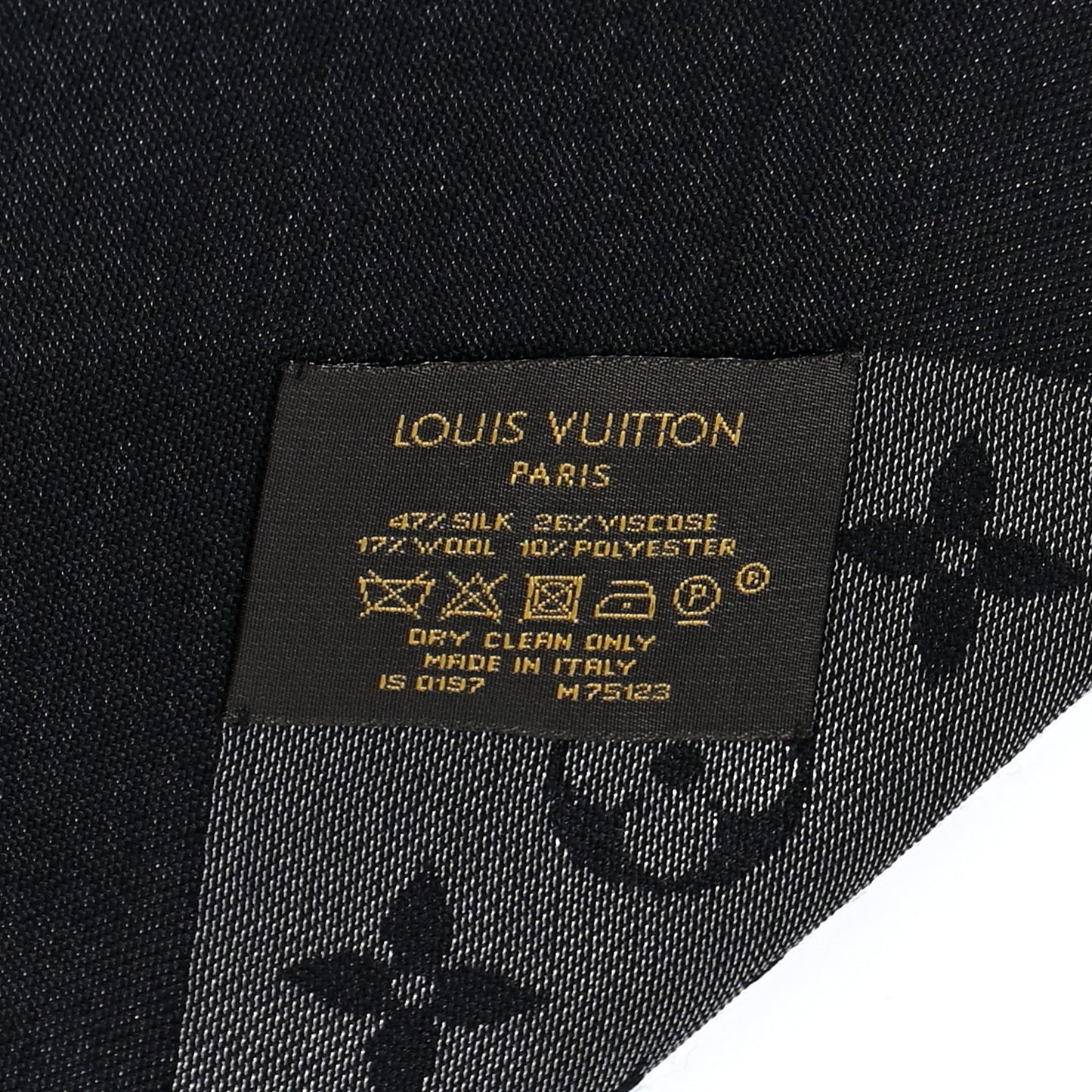 Silk Lurex Wool Monogram Shine Shawl Black
