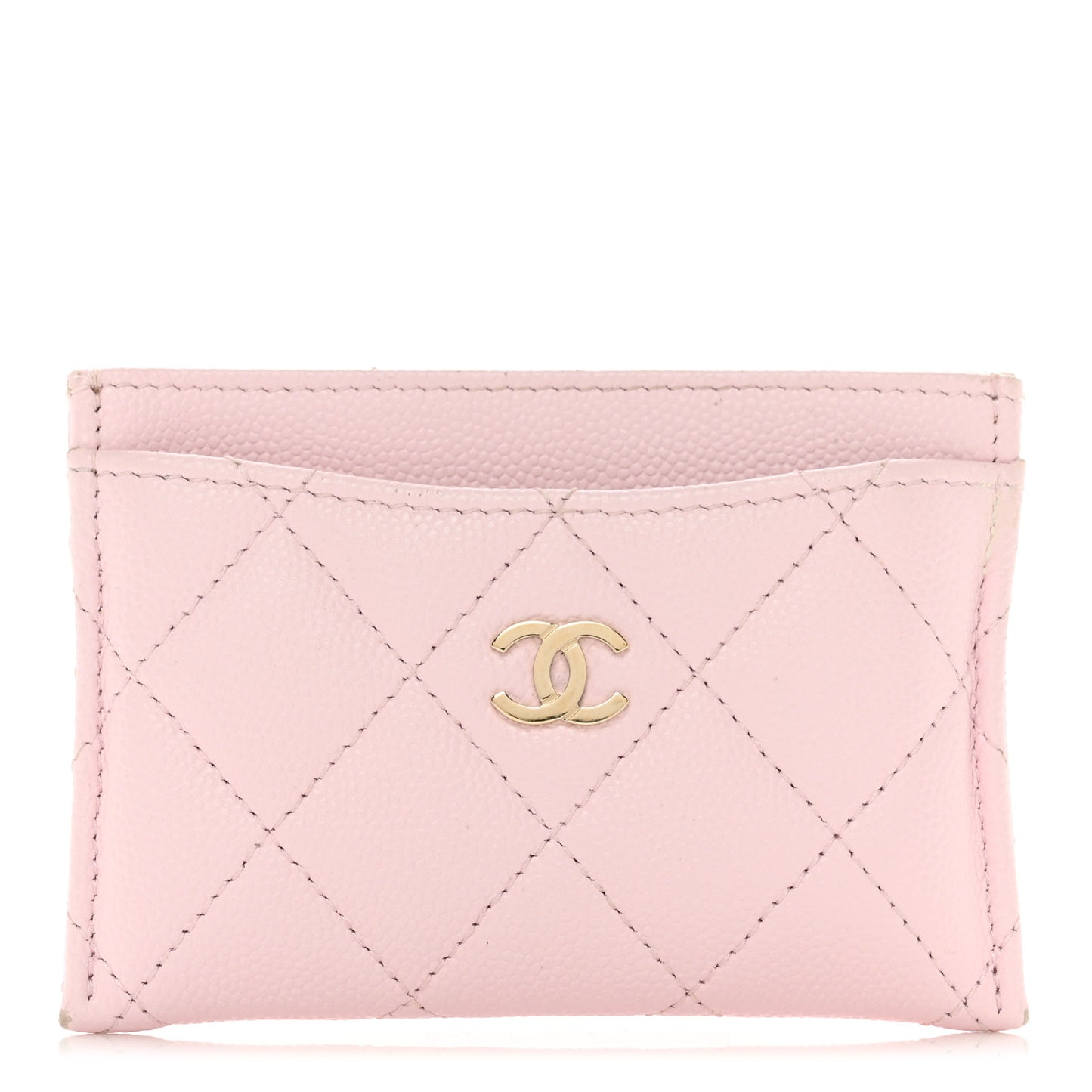 Caviar Quilted Card Holder Light Pink