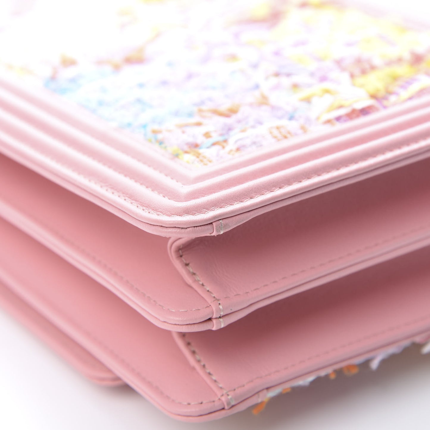 Calfskin Tweed Quilted North South Boy Flap Pink