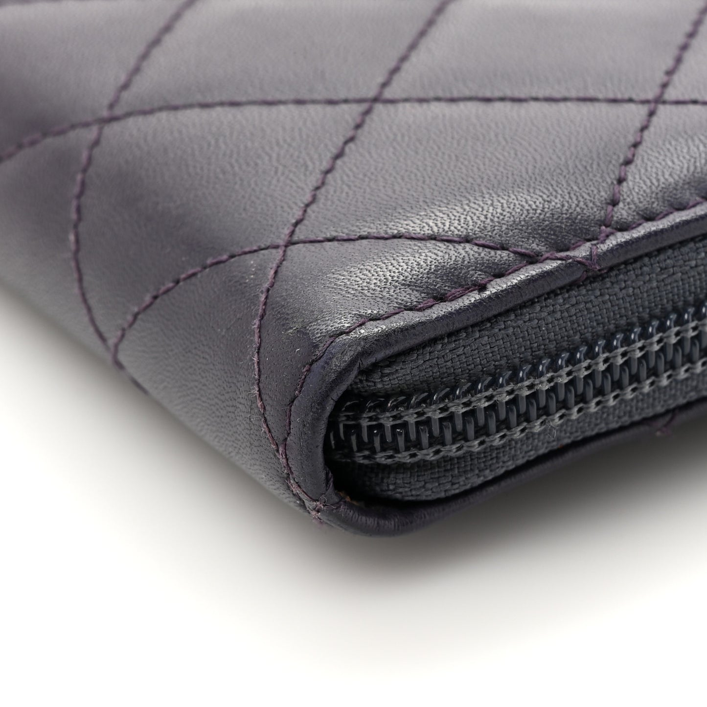 Calfskin Cambon Zip Around Organizer Wallet Purple