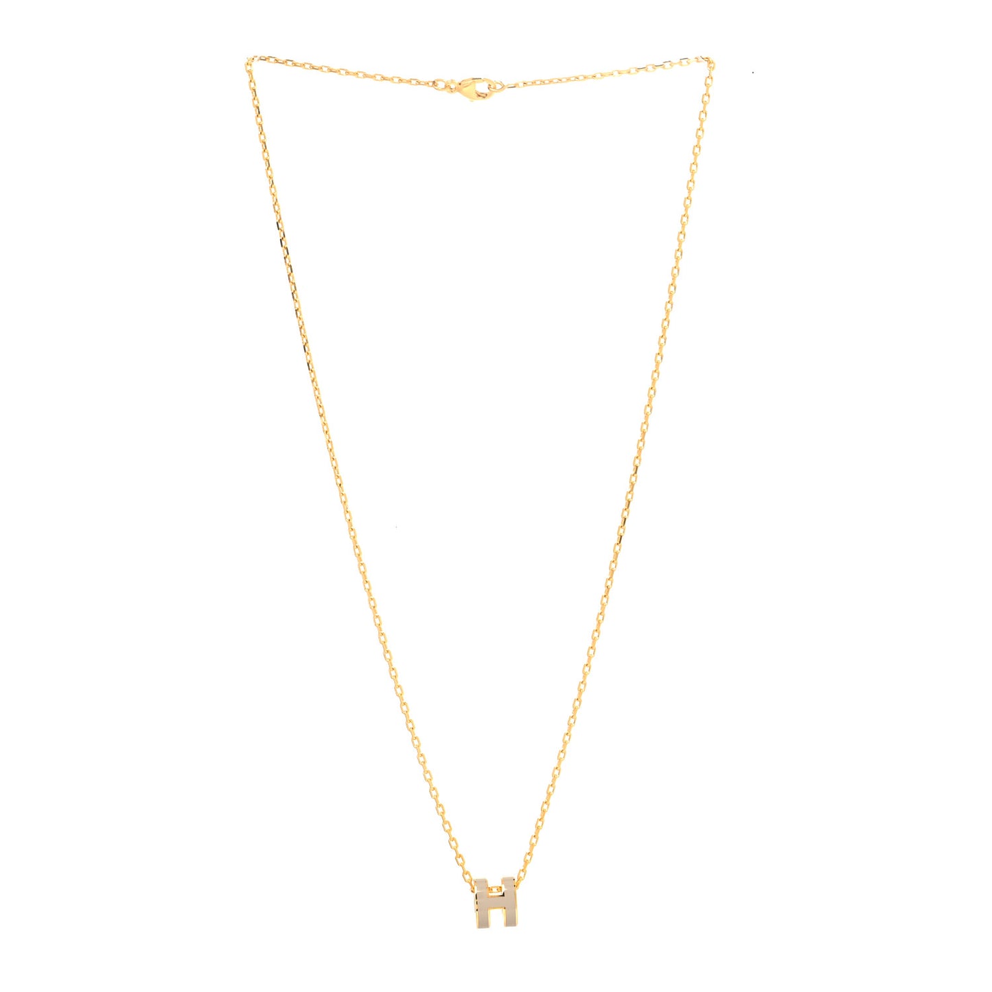 Lacquered Gold Mini Pop H Pendant Necklace Beige De Weimar