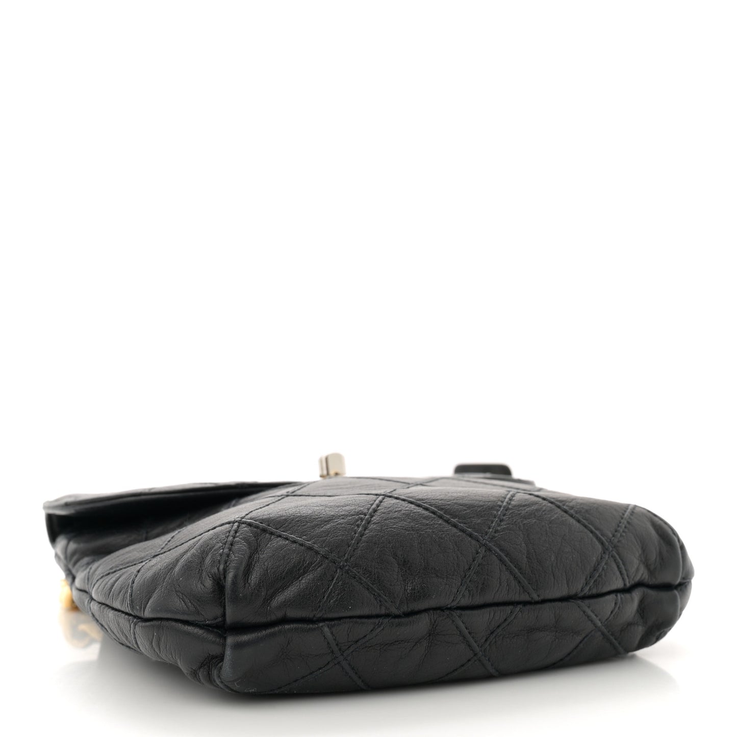 Lambskin Diamond Stitched Flap Waist Belt Bag 80 32 Black