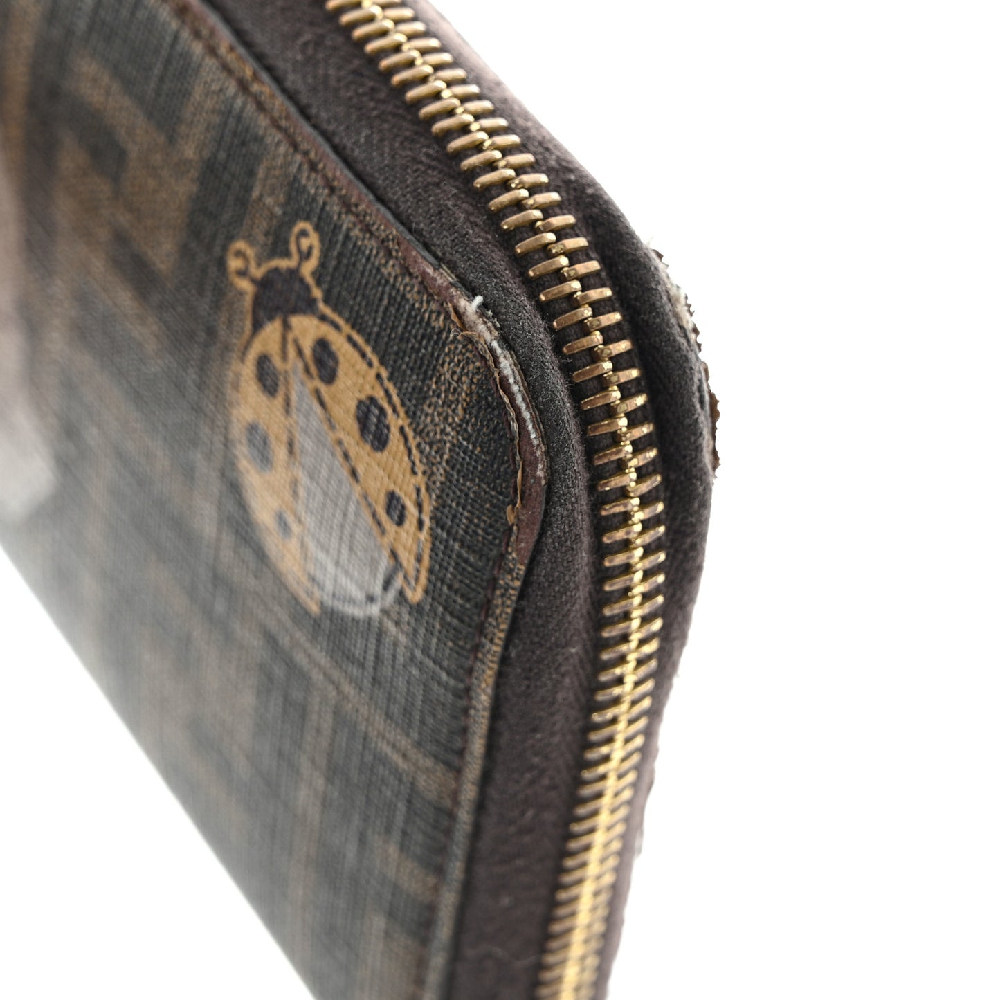 Zucca Spalmati Vitello Elite Rose Ladybug Zip Around Wallet Tobacco Yellow