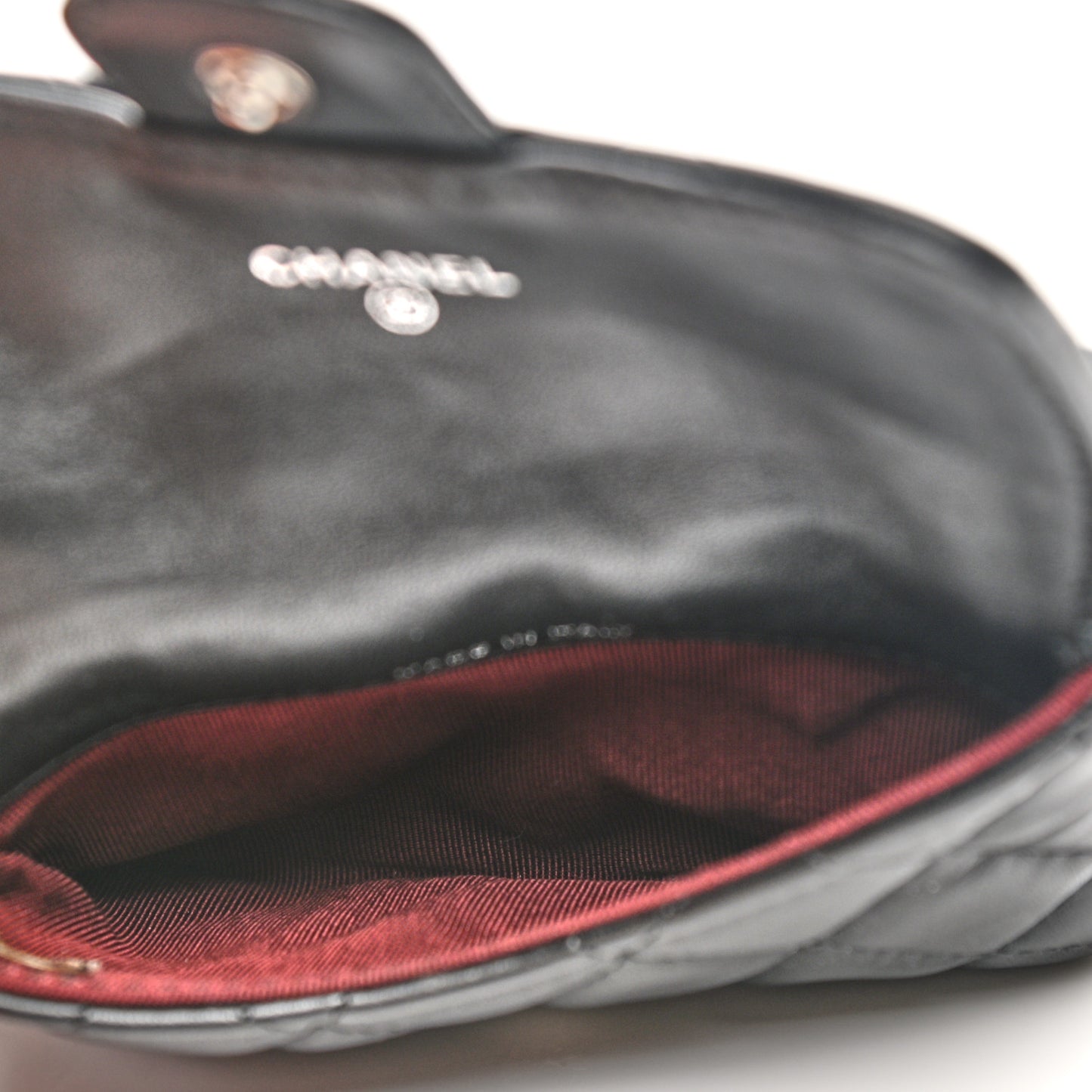 Lambskin Quilted Zip Card Holder Black