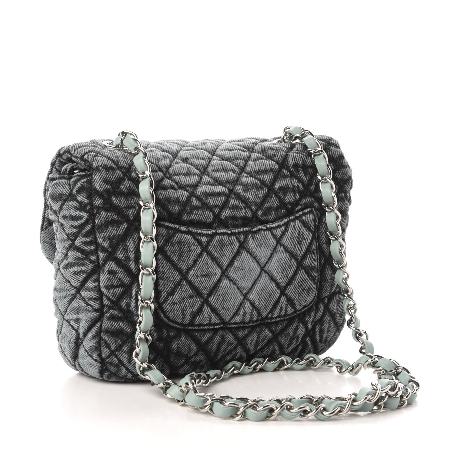 Chanel Washed Denim Quilted Small Denimpression Flap Blue Black 3 of 10