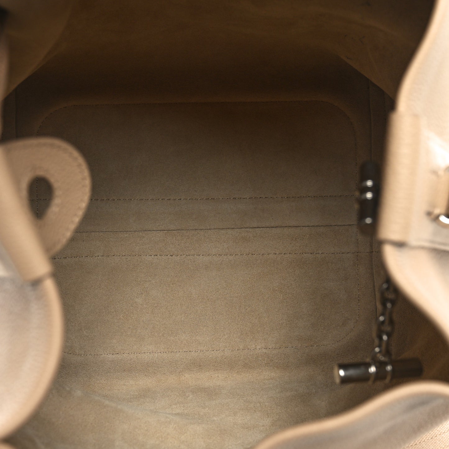 Grained Calfskin Large Bale Bag Light Mastic