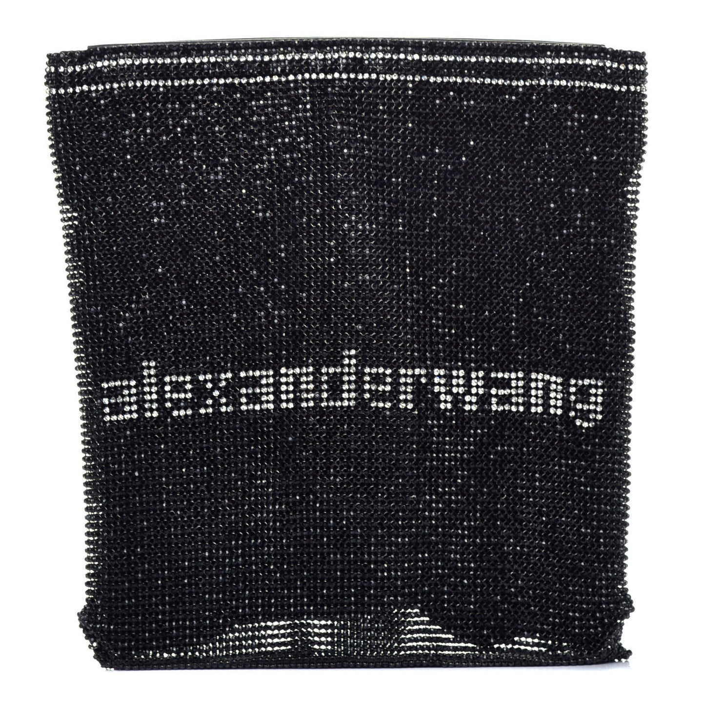 Rhinestone Chain Mesh Wanglock Logo Pouch Black White