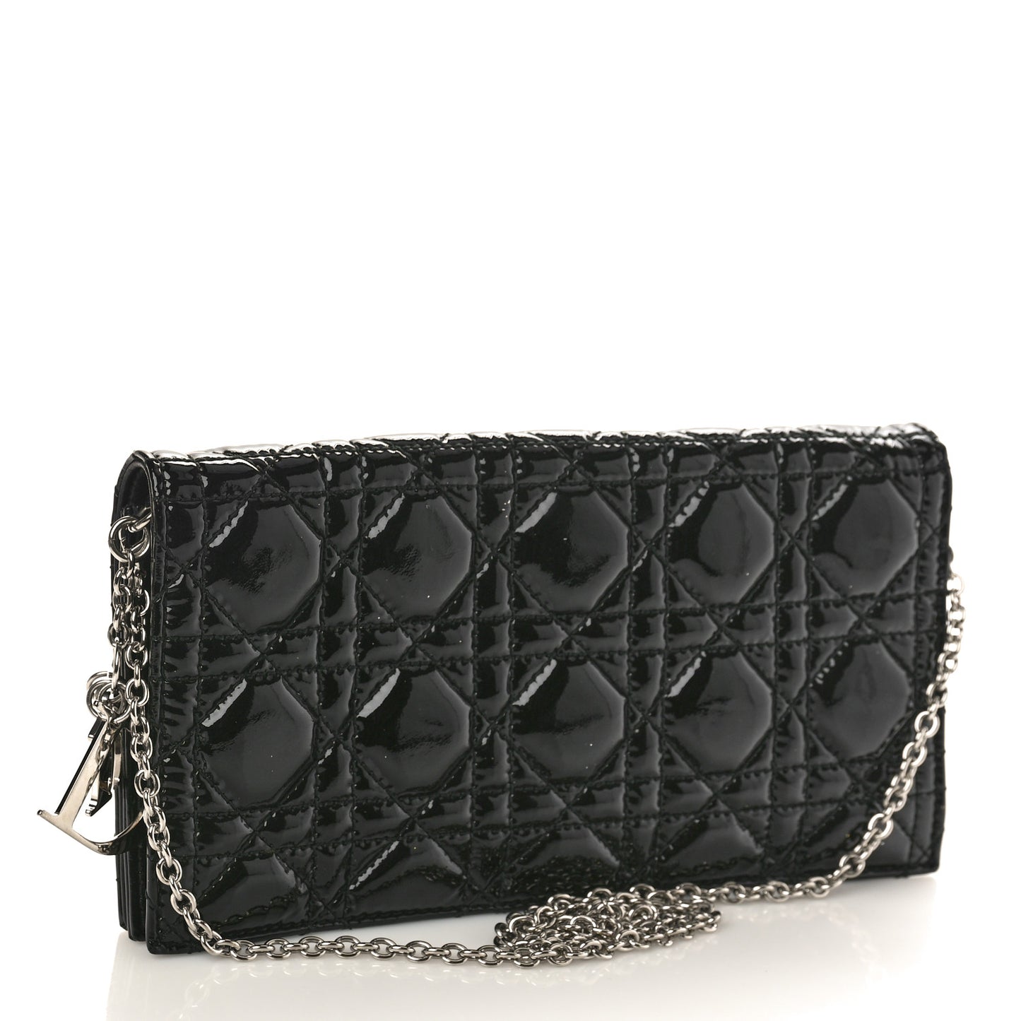 Patent Cannage LADY DIOR Clutch Black