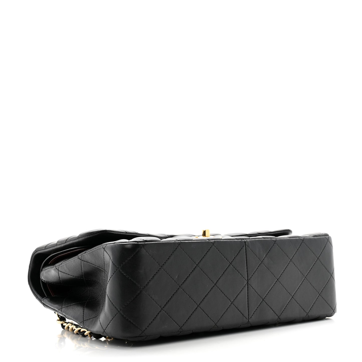 Lambskin Quilted Jumbo Double Flap Black