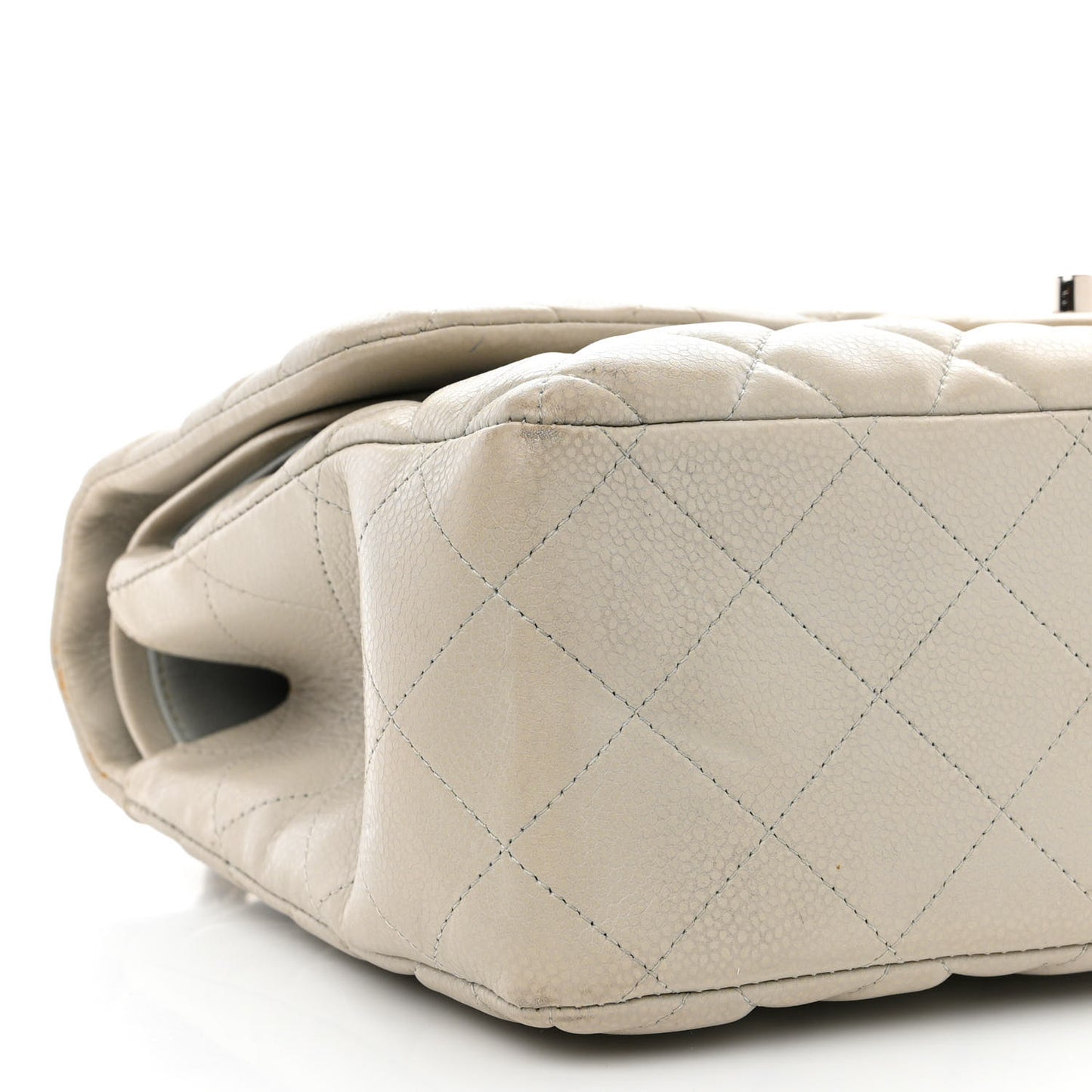 Caviar Quilted Jumbo Double Flap Grey