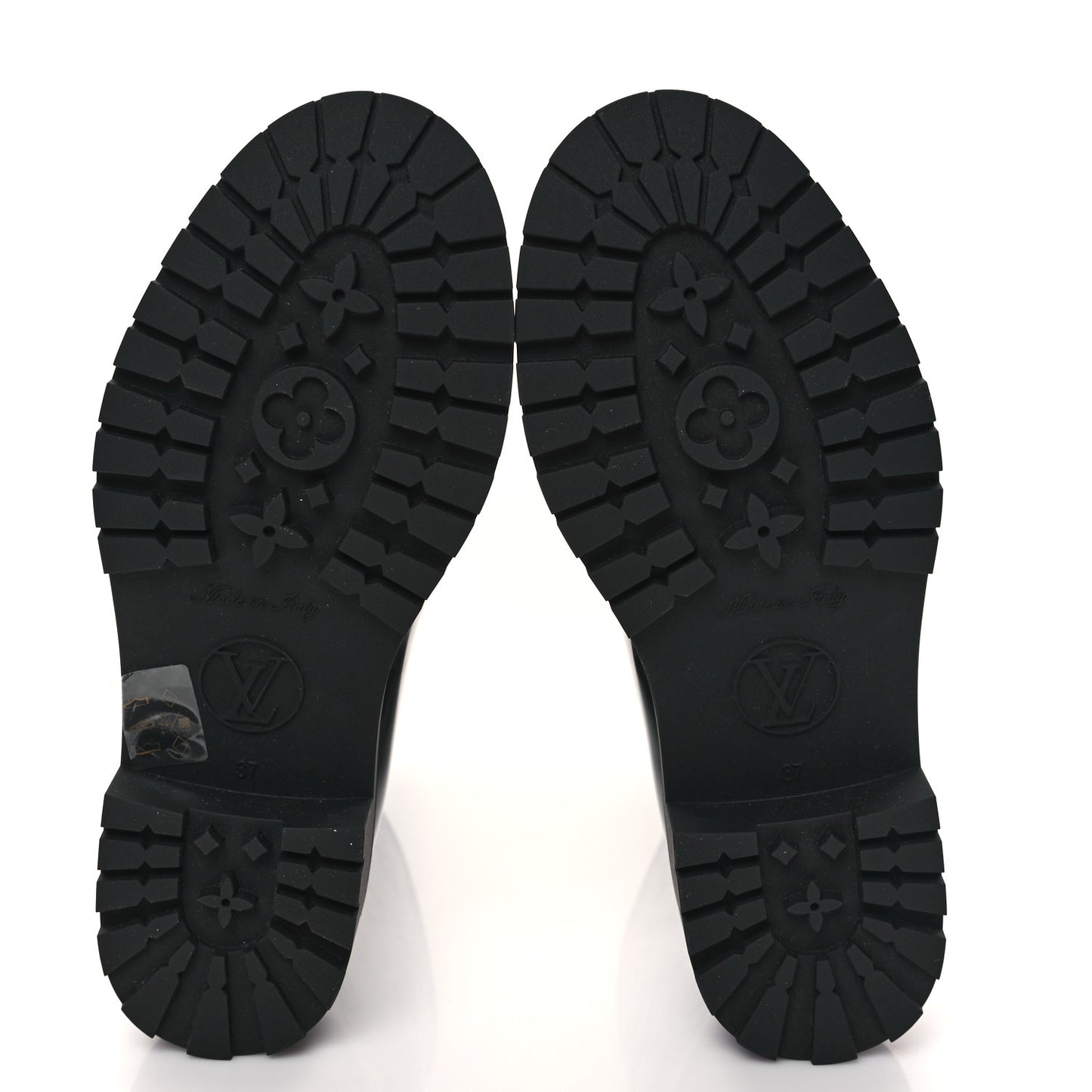 Rubber Embossed Monogram Drops Flat Half Boots 37 Black