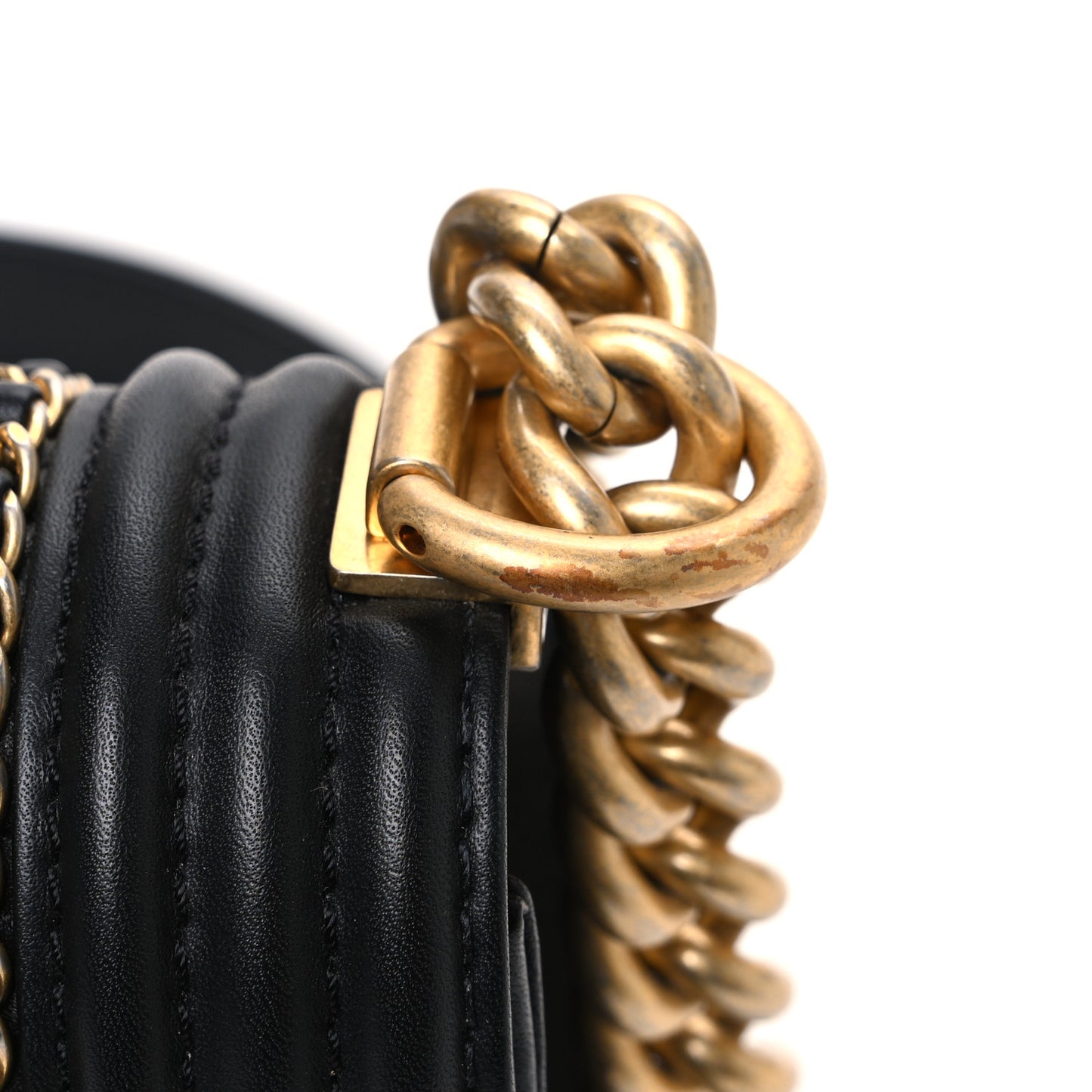 Lambskin Quilted Small Chain Around Boy Flap Black