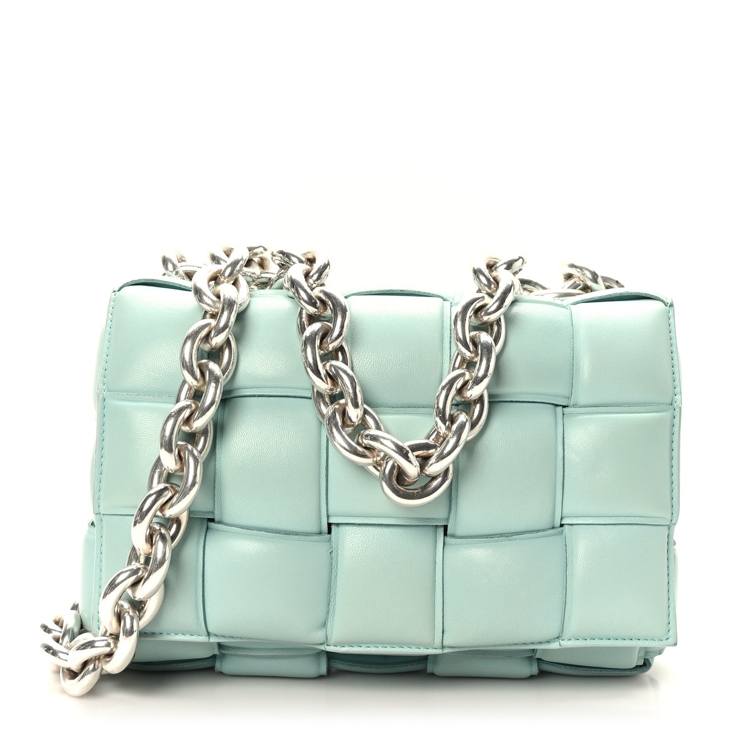 Lambskin Maxi Intreccio Padded Chain Cassette Crossbody Bag Spearmint
