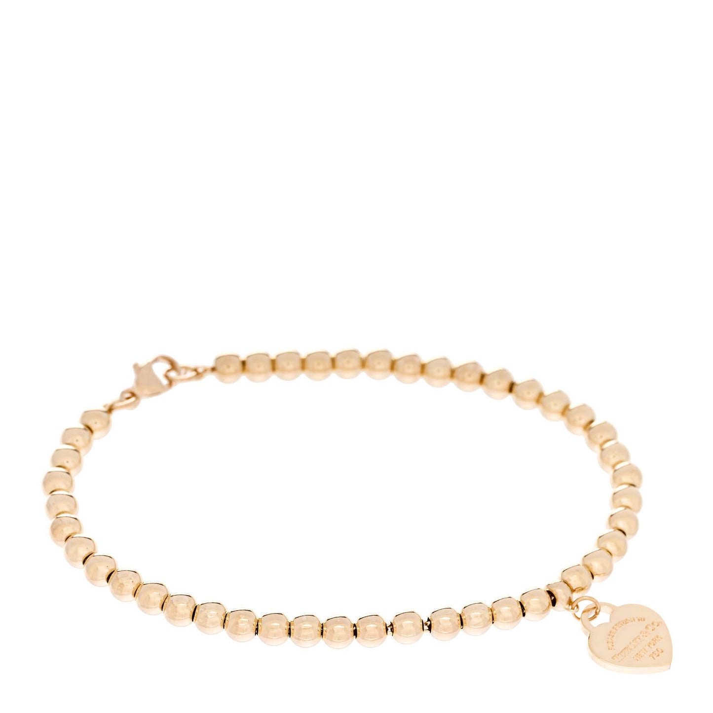 18K Yellow Gold 4mm Return To Tiffany Bead Heart Tag Bracelet