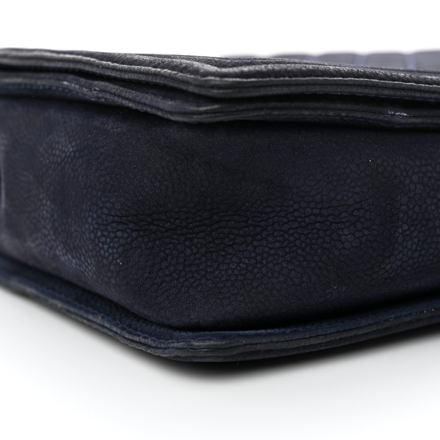 Iridescent Caviar Quilted Large Boy Flap Navy Blue
