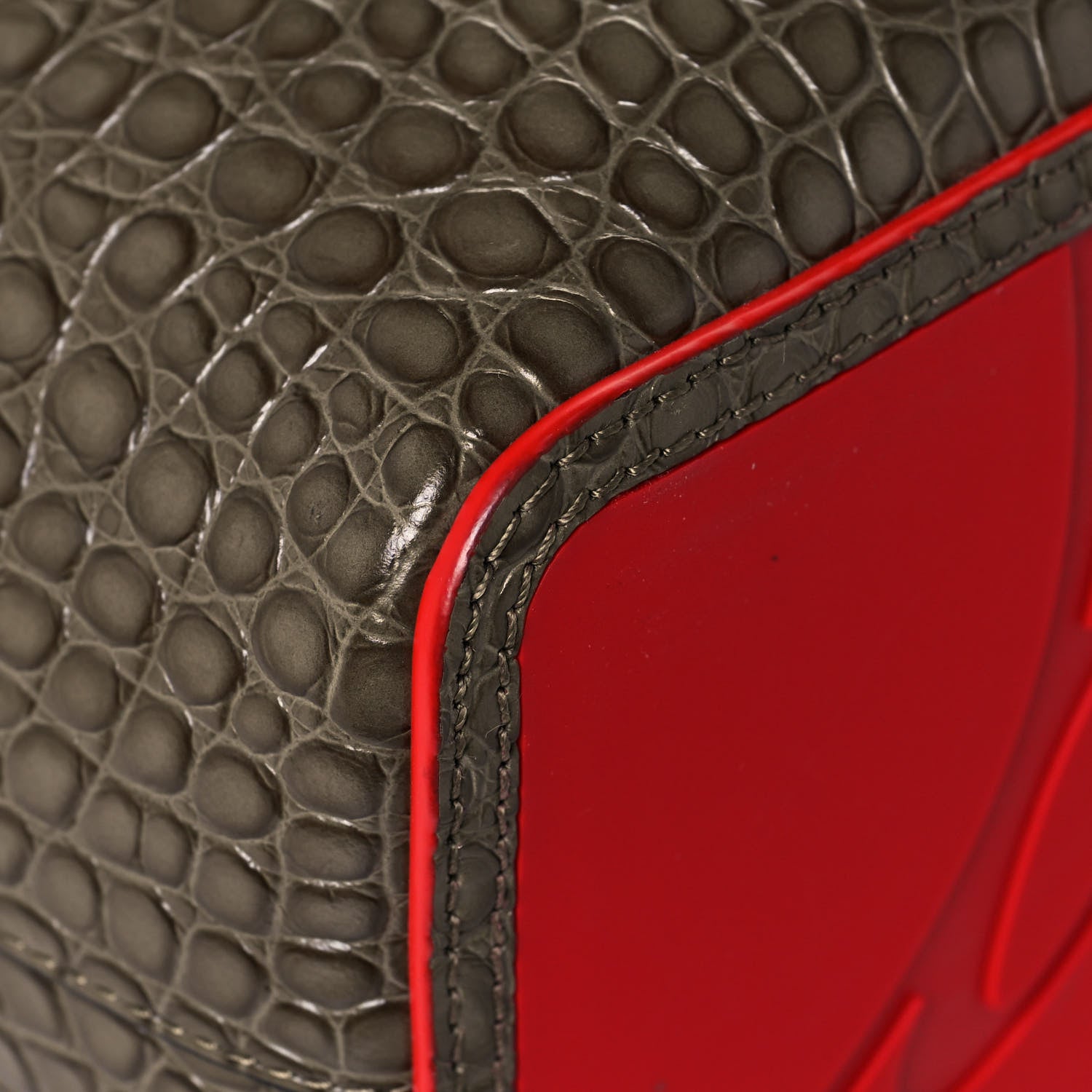 Christian Louboutin Crocodile Embossed Calfskin Spiked Small Cabarock Shopper Tote Silex 8 of 12