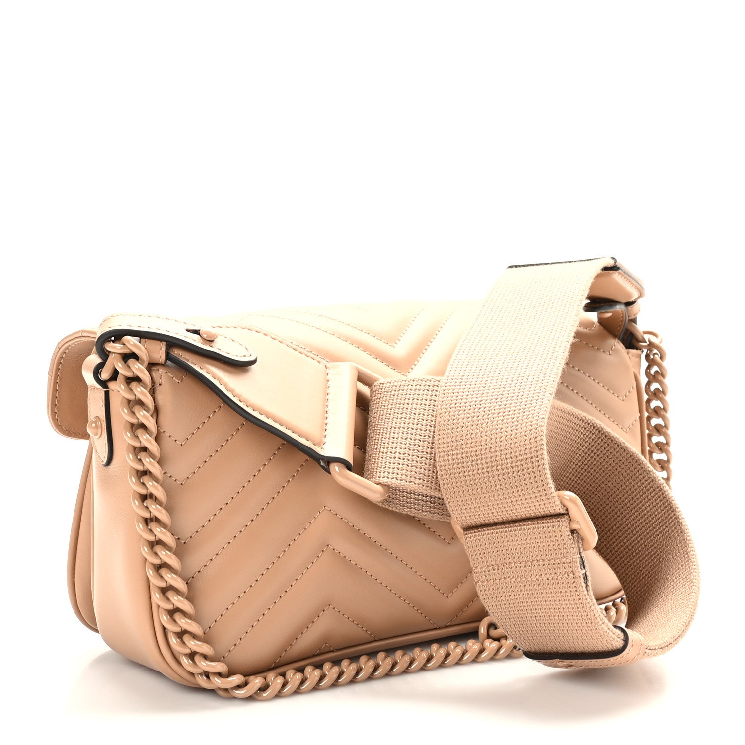 Gucci Calfskin Matelasse Monochrome GG Marmont Crossbody Shoulder Bag Camelia Winter Rose 3 of 10