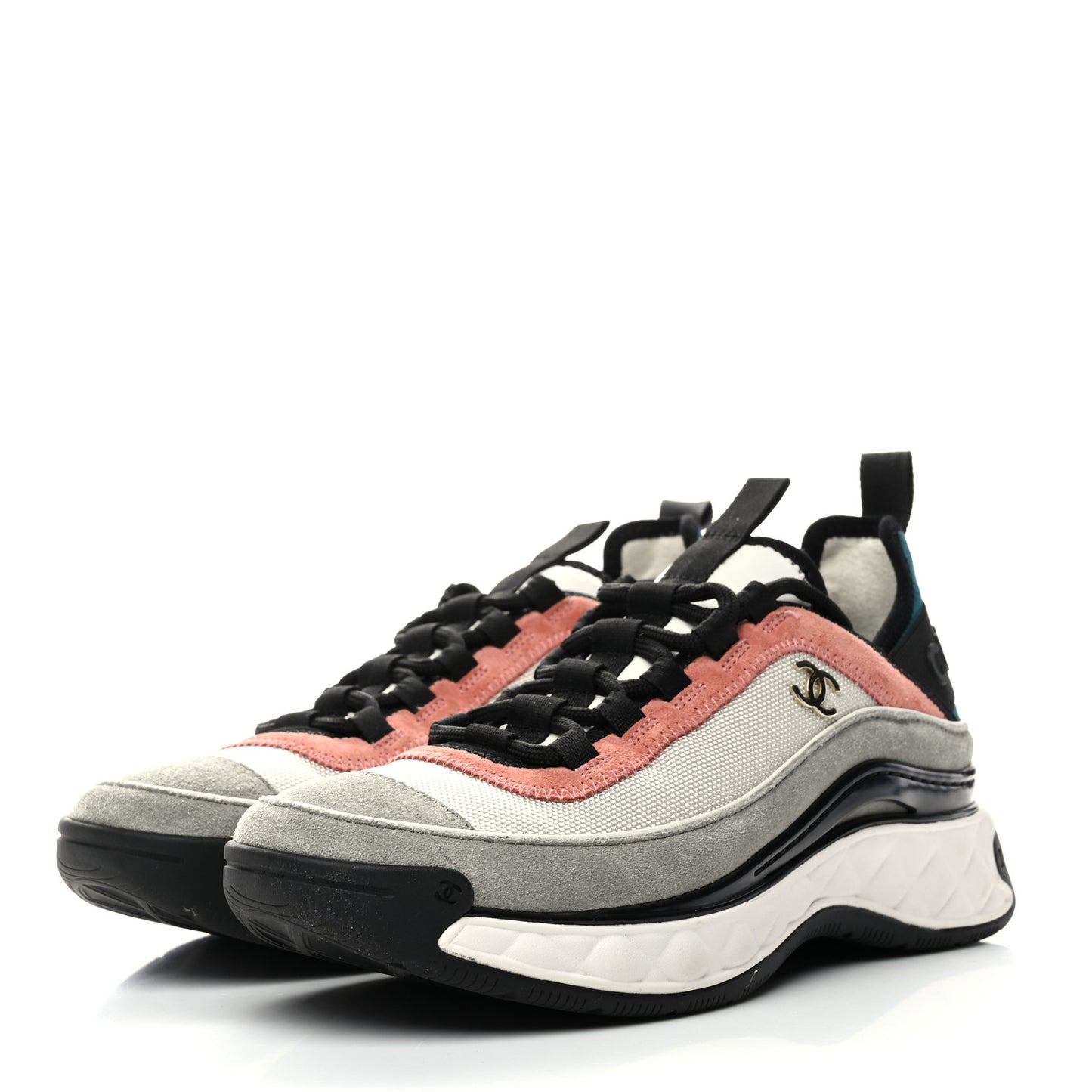 Fabric Suede CC Sneakers 37.5 White Light Grey Pink