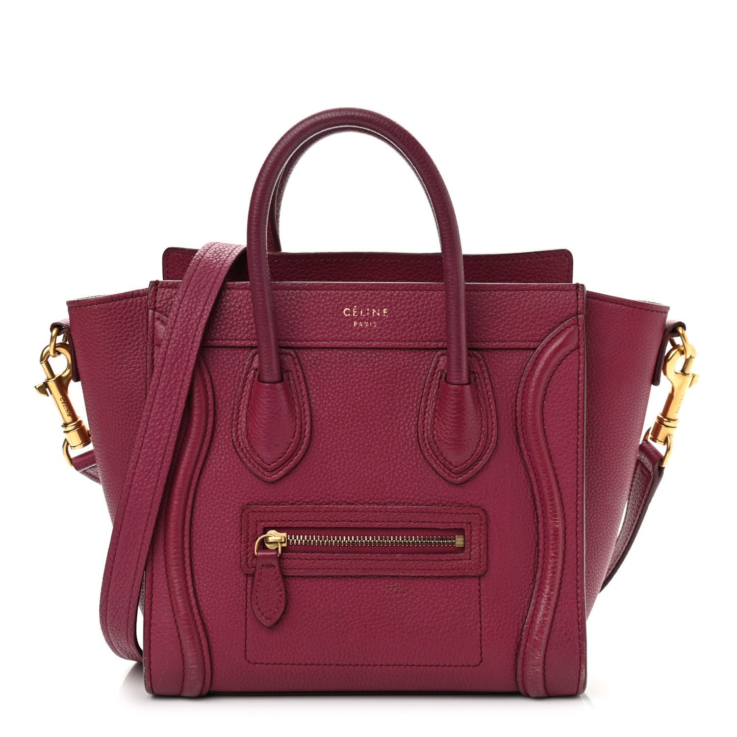 Drummed Calfskin Nano Luggage Plum