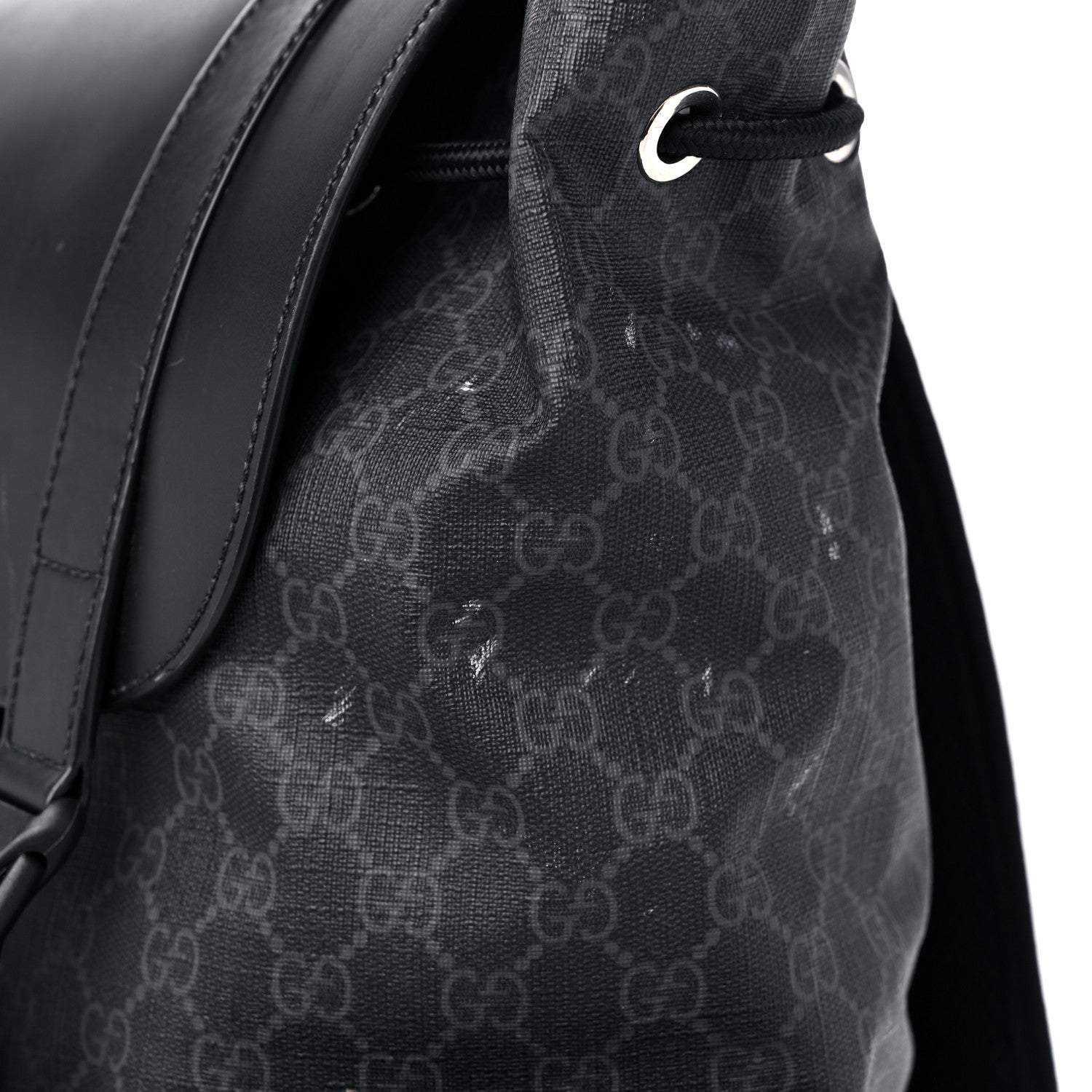 Gucci Soft GG Supreme Monogram Calfskin Web Double Buckle Backpack Black 16 of 19