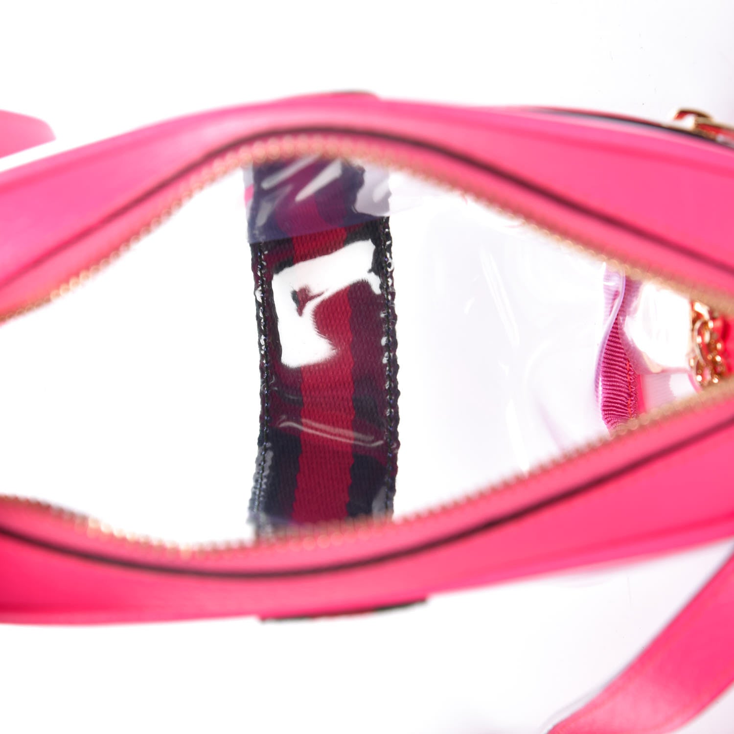 Gucci Vinyl Web Mini Ophidia Transparent Shoulder Bag Fluorescent Fuchsia 5 of 9