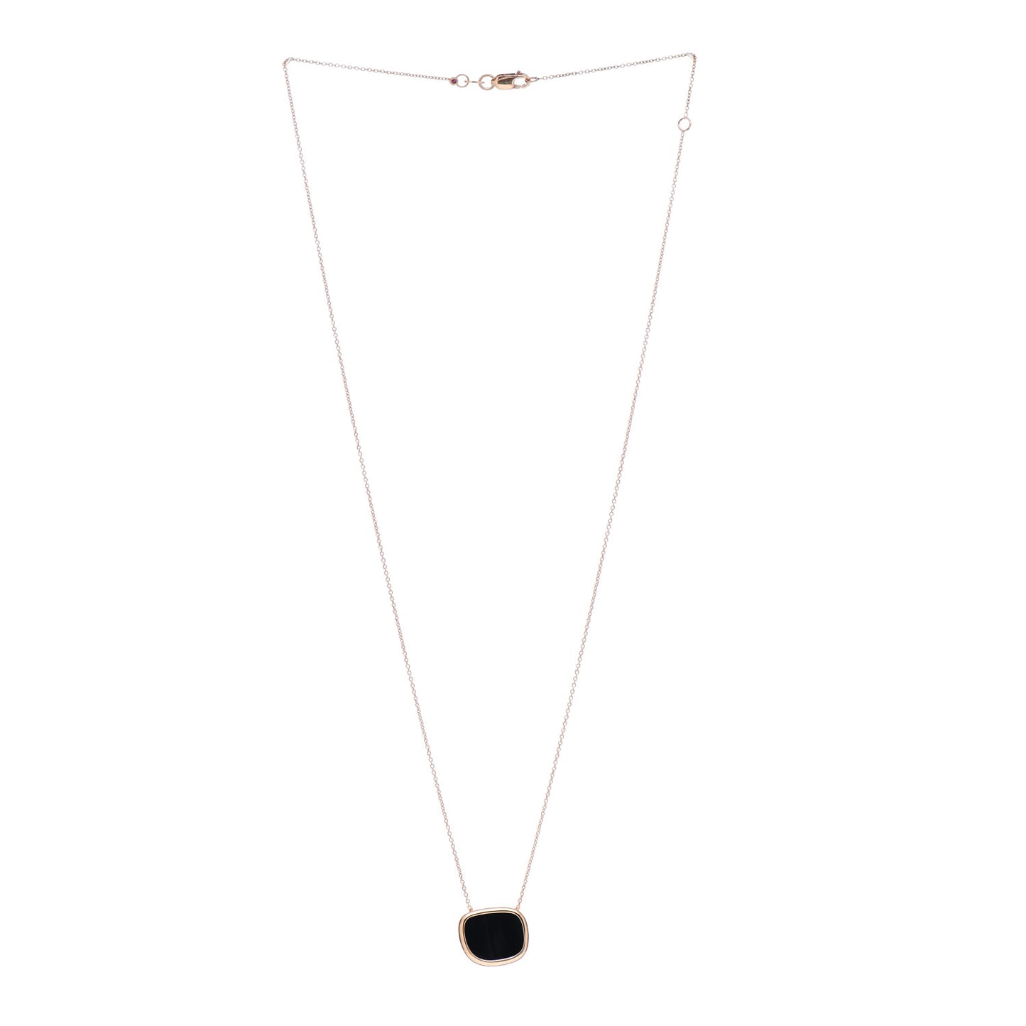 18K Rose Gold Black Jade Amphibole Pendant Necklace